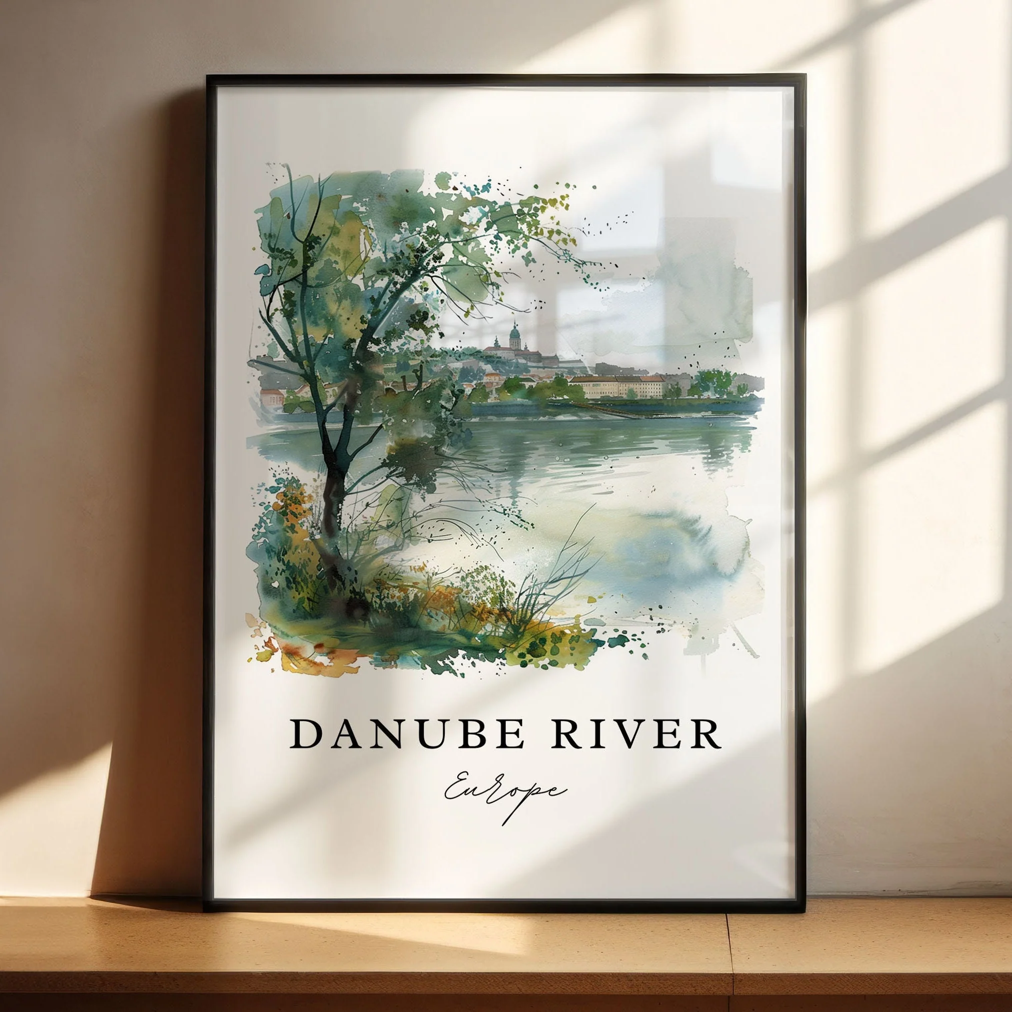 Danube River, Europe – Watercolor Art Print