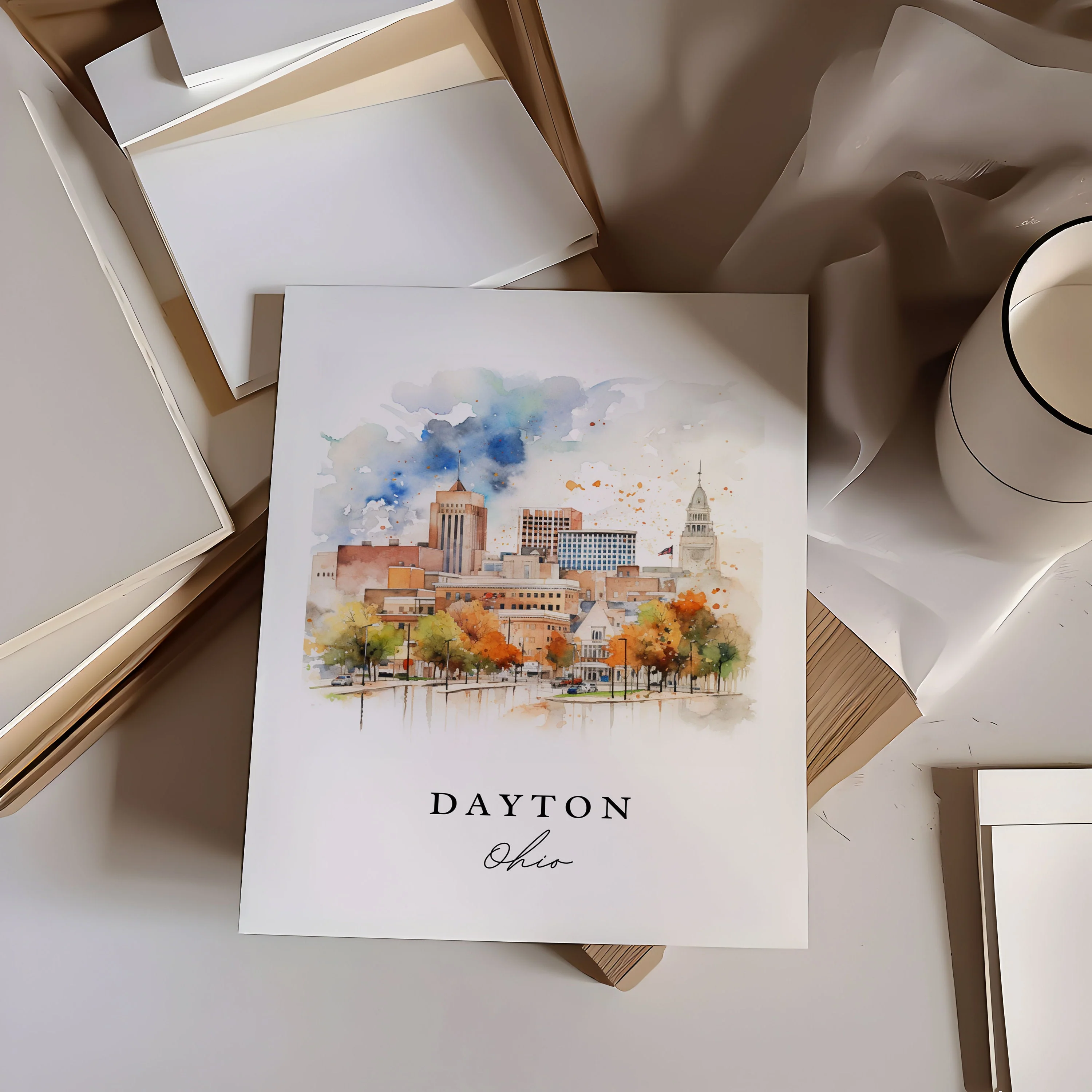 Dayton, Ohio – Watercolor Art Print - Image 3