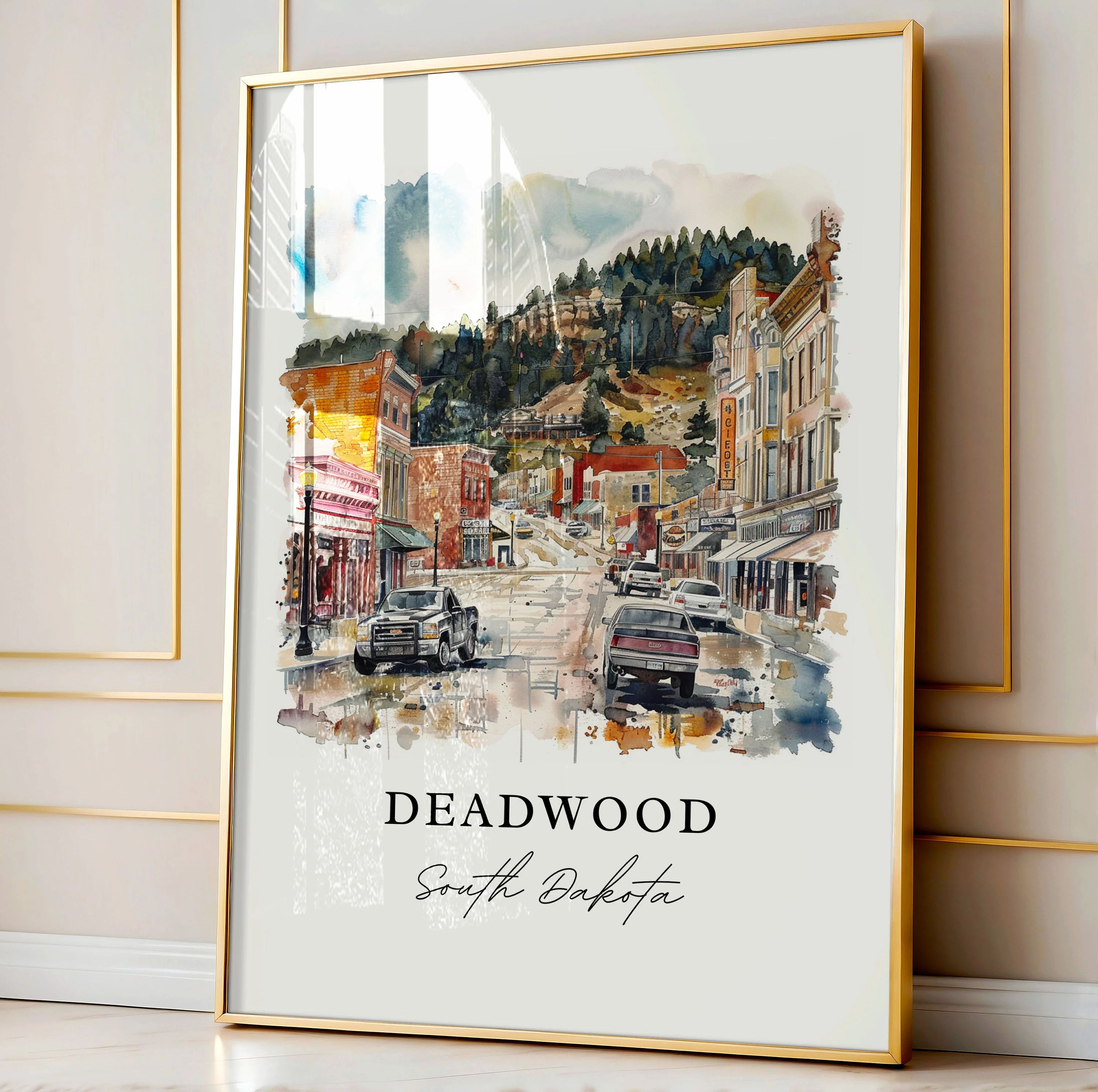 Deadwood, South Dakota, USA – Watercolor Art Print - Image 4