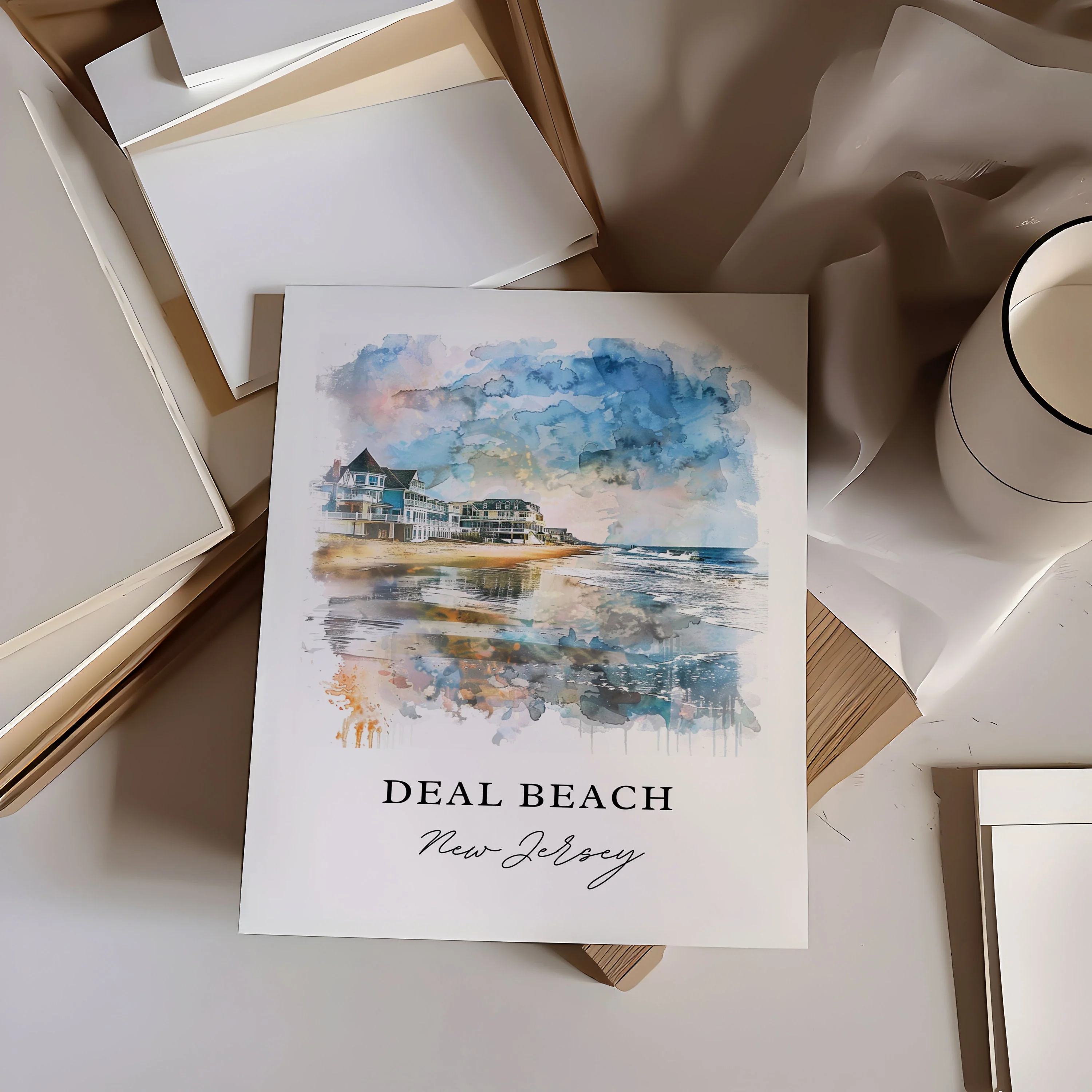 Deal Beach, New Jersey – Watercolor Art Print - Image 2