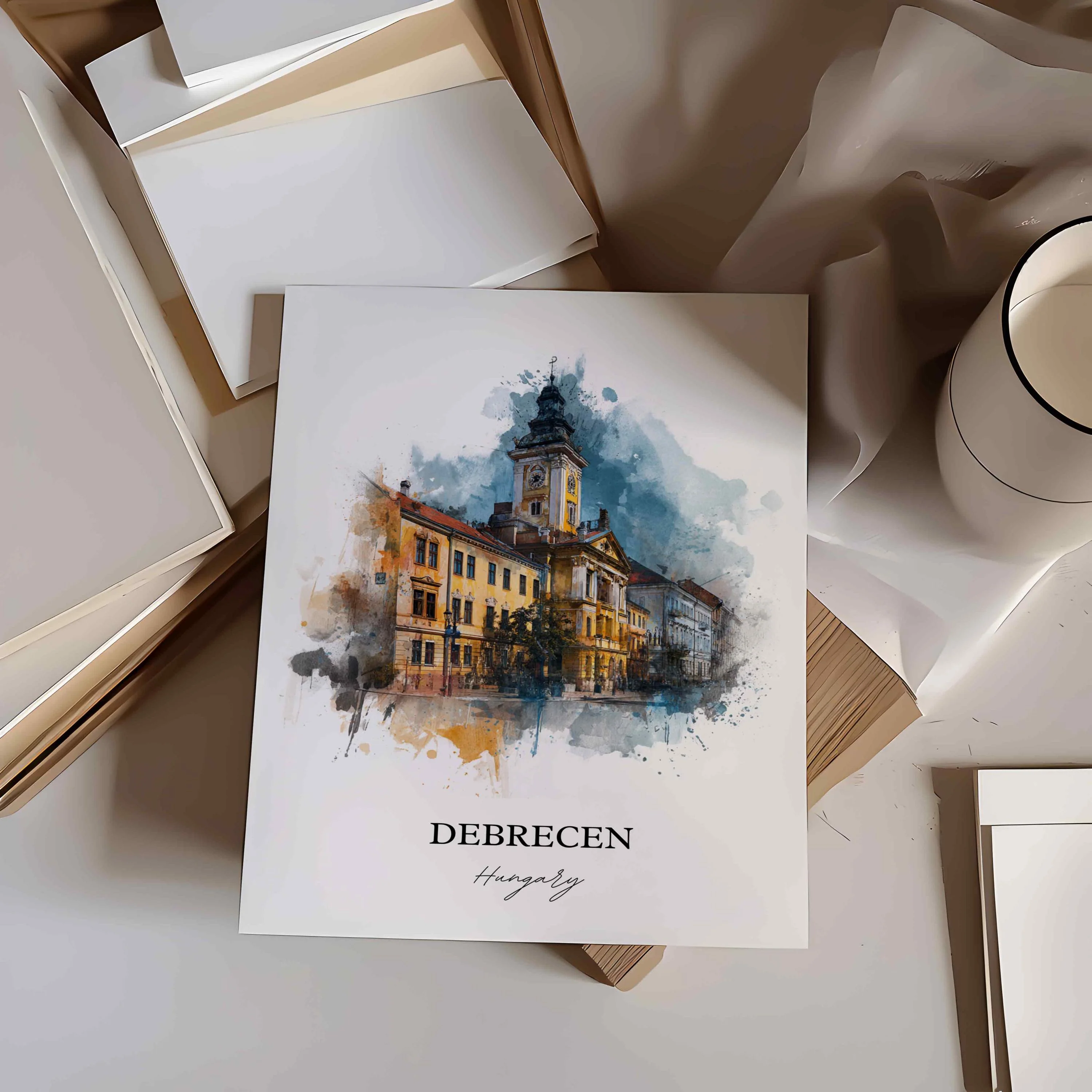 Debrecen, Hungary – Watercolor Art Print - Image 4