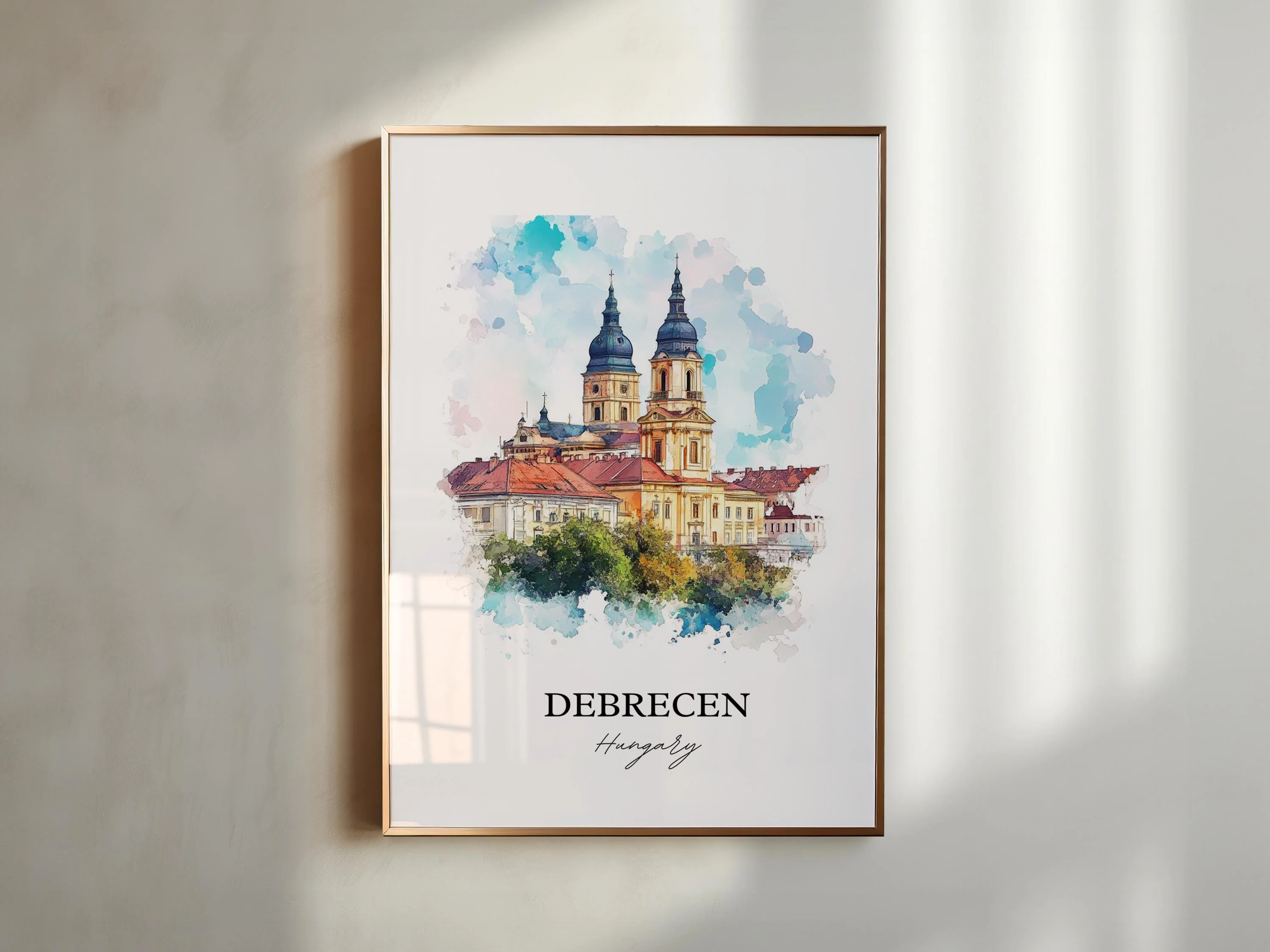 Debrecen, Hungary – Watercolor Art Print - Image 3