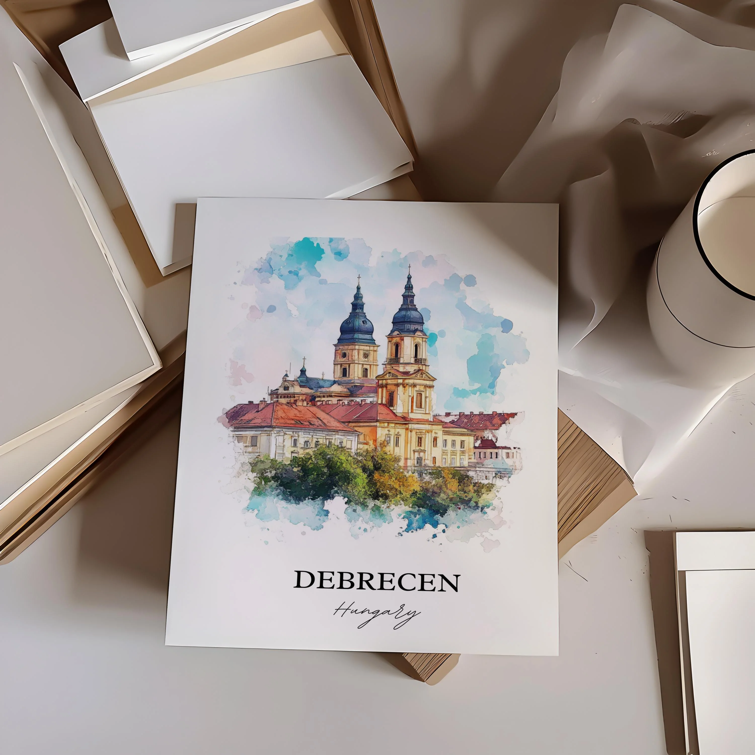 Debrecen, Hungary – Watercolor Art Print - Image 5