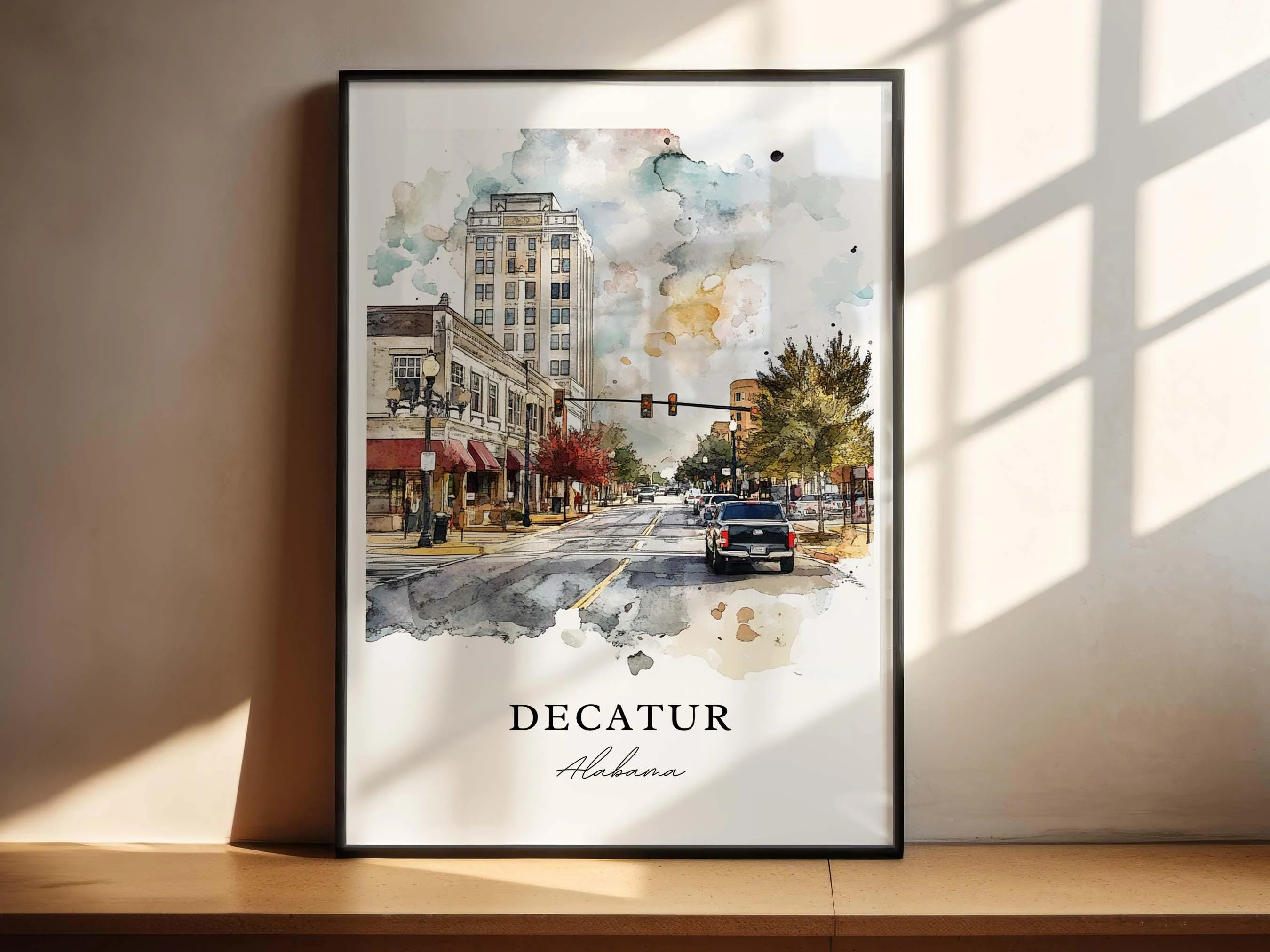 Decatur, Alabama, USA – Watercolor Art Print