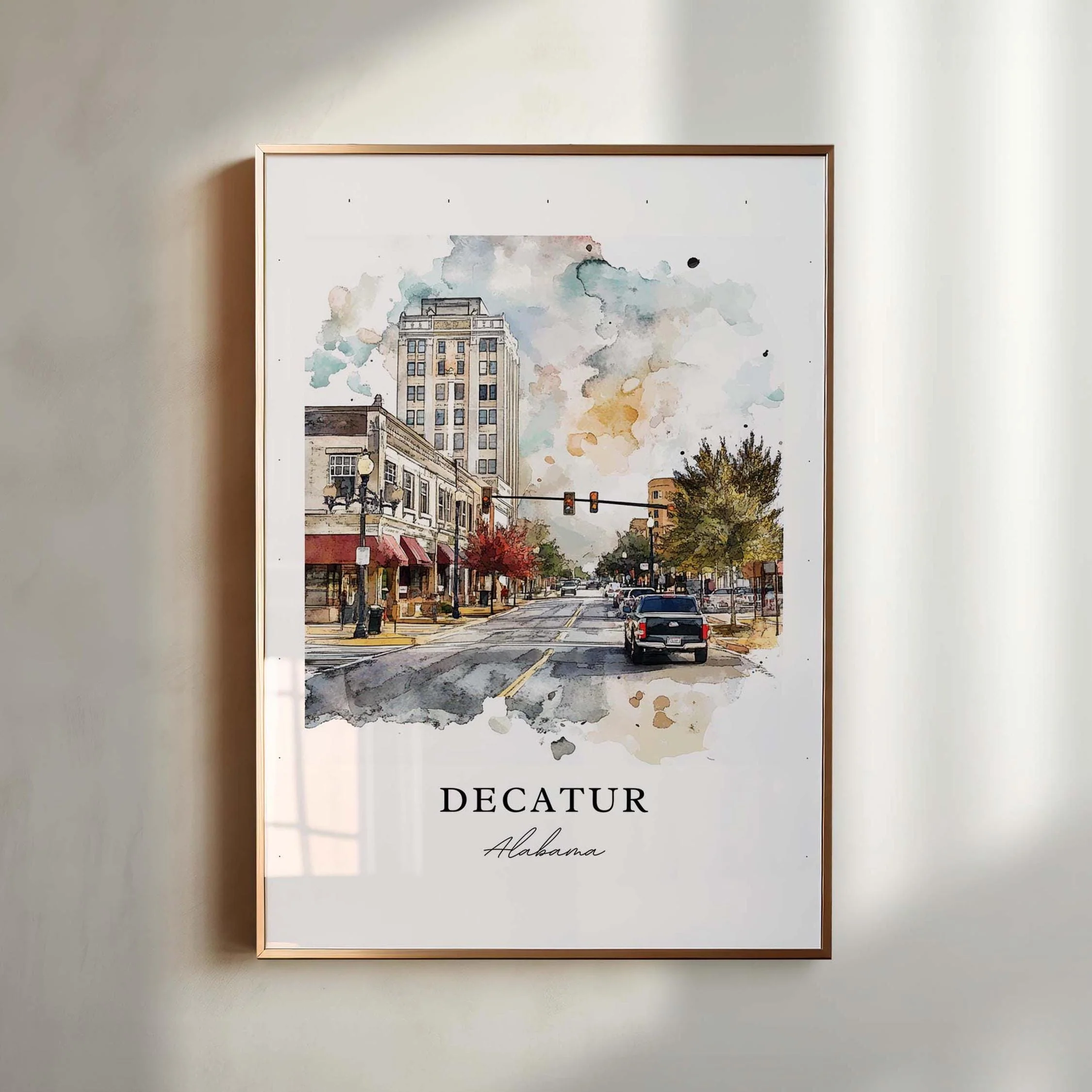 Decatur, Alabama, USA – Watercolor Art Print - Image 3