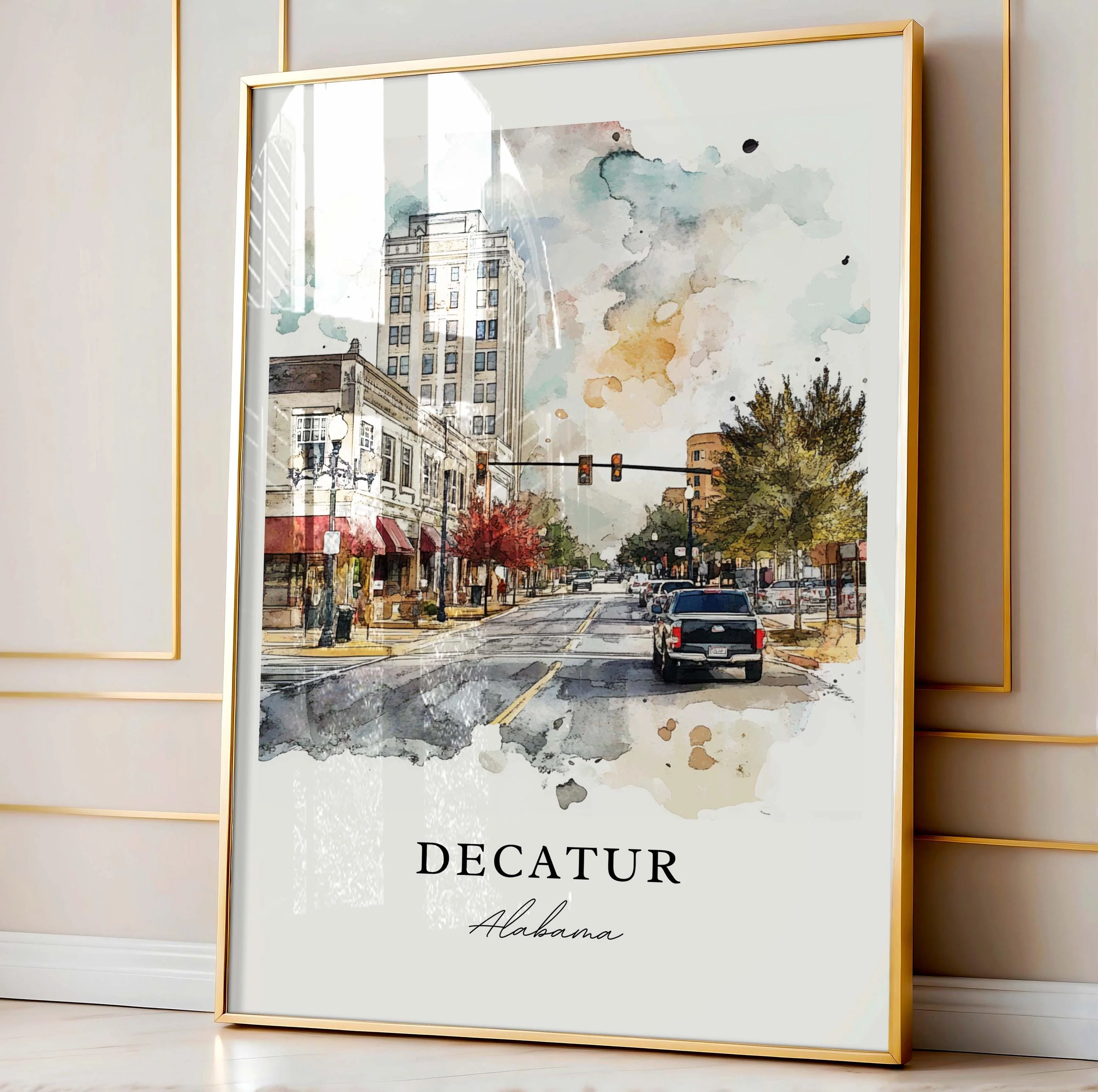 Decatur, Alabama, USA – Watercolor Art Print - Image 4