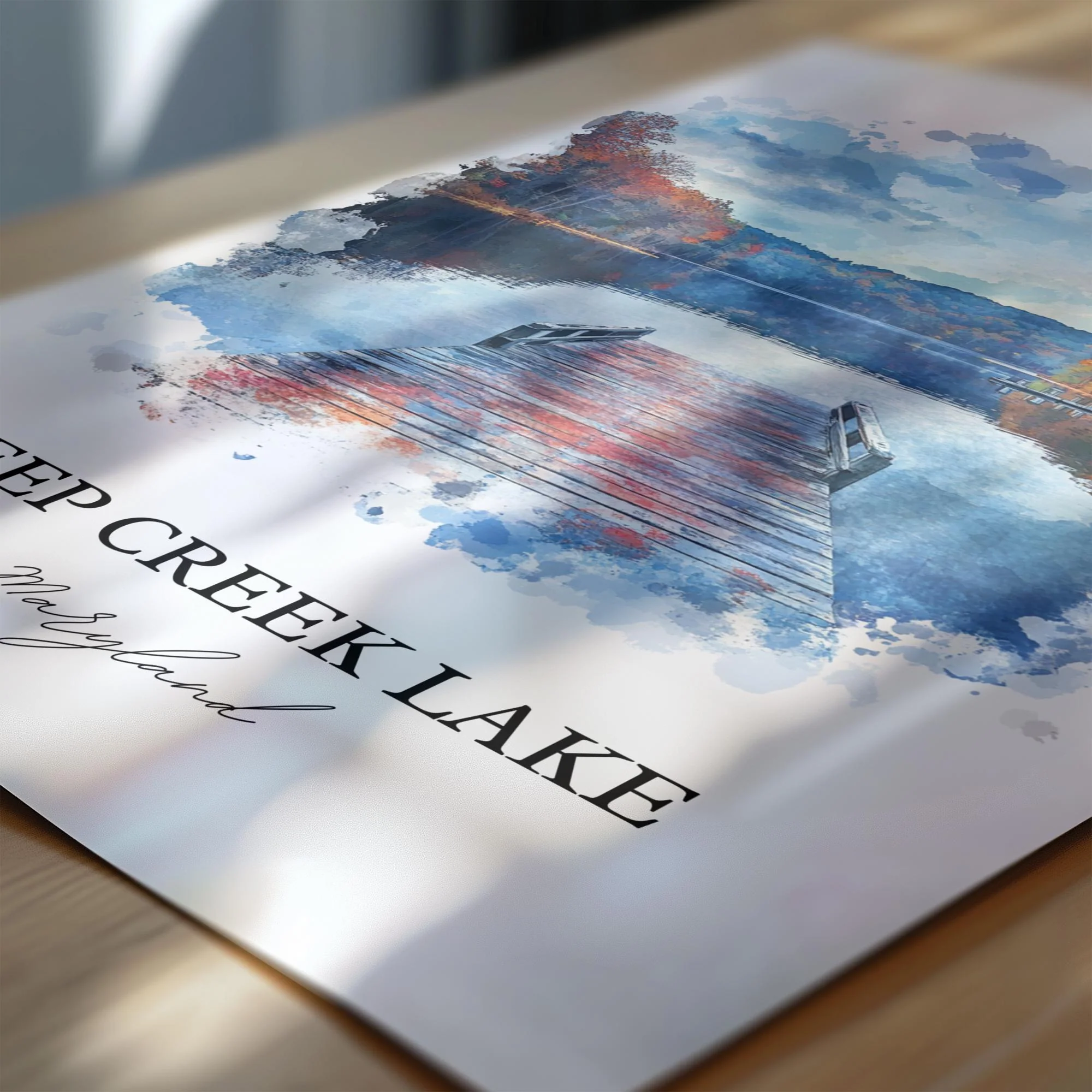 Deep Creek Lake, MD, USA – Watercolor Art Print - Image 2