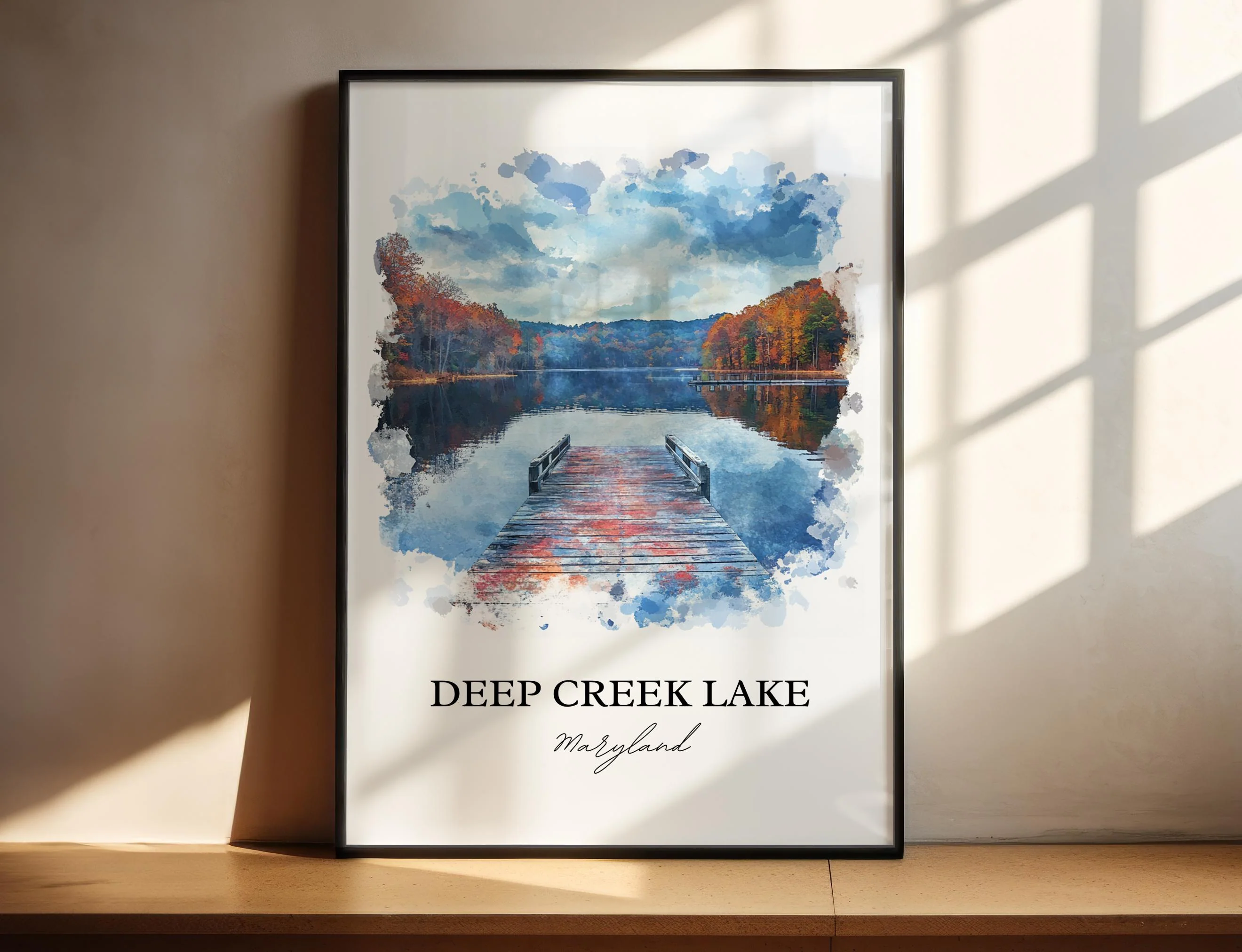 Deep Creek Lake, MD, USA – Watercolor Art Print - Image 4