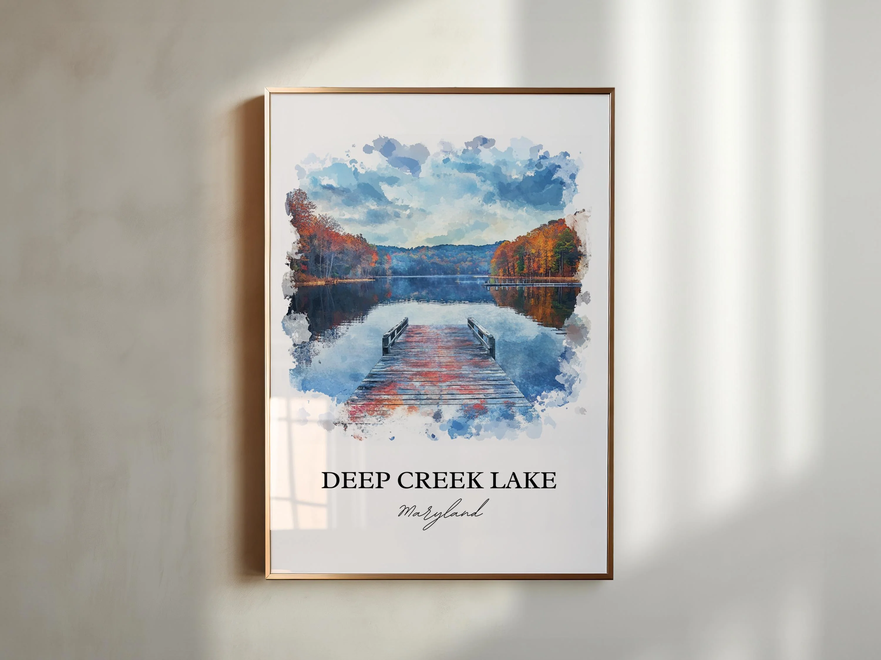 Deep Creek Lake, MD, USA – Watercolor Art Print - Image 6