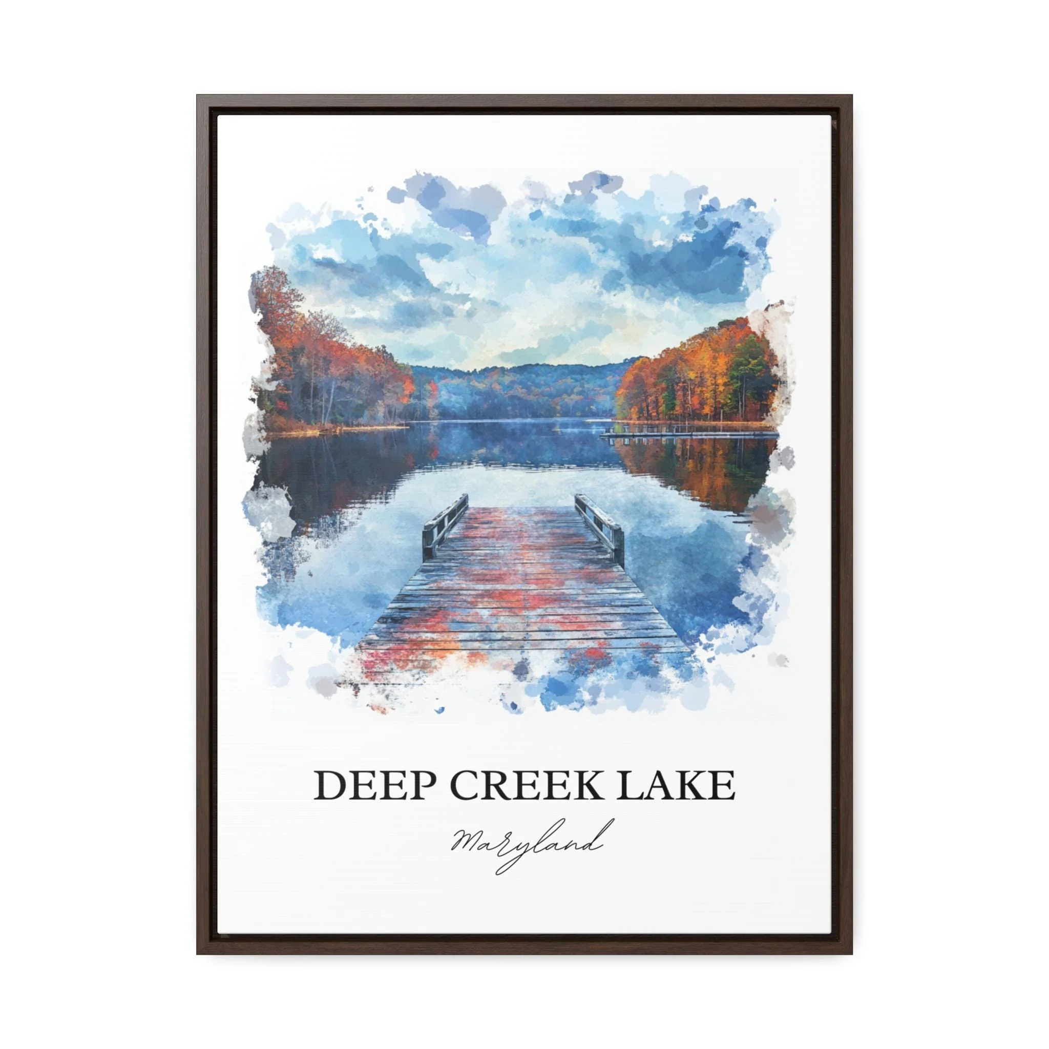 Deep Creek Lake, MD, USA – Watercolor Art Print - Image 7