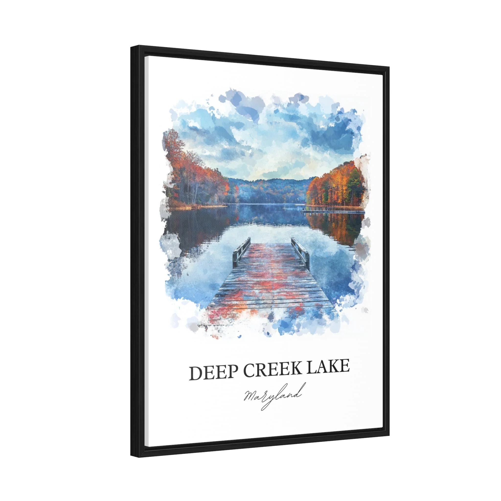 Deep Creek Lake, MD, USA – Watercolor Art Print - Image 8