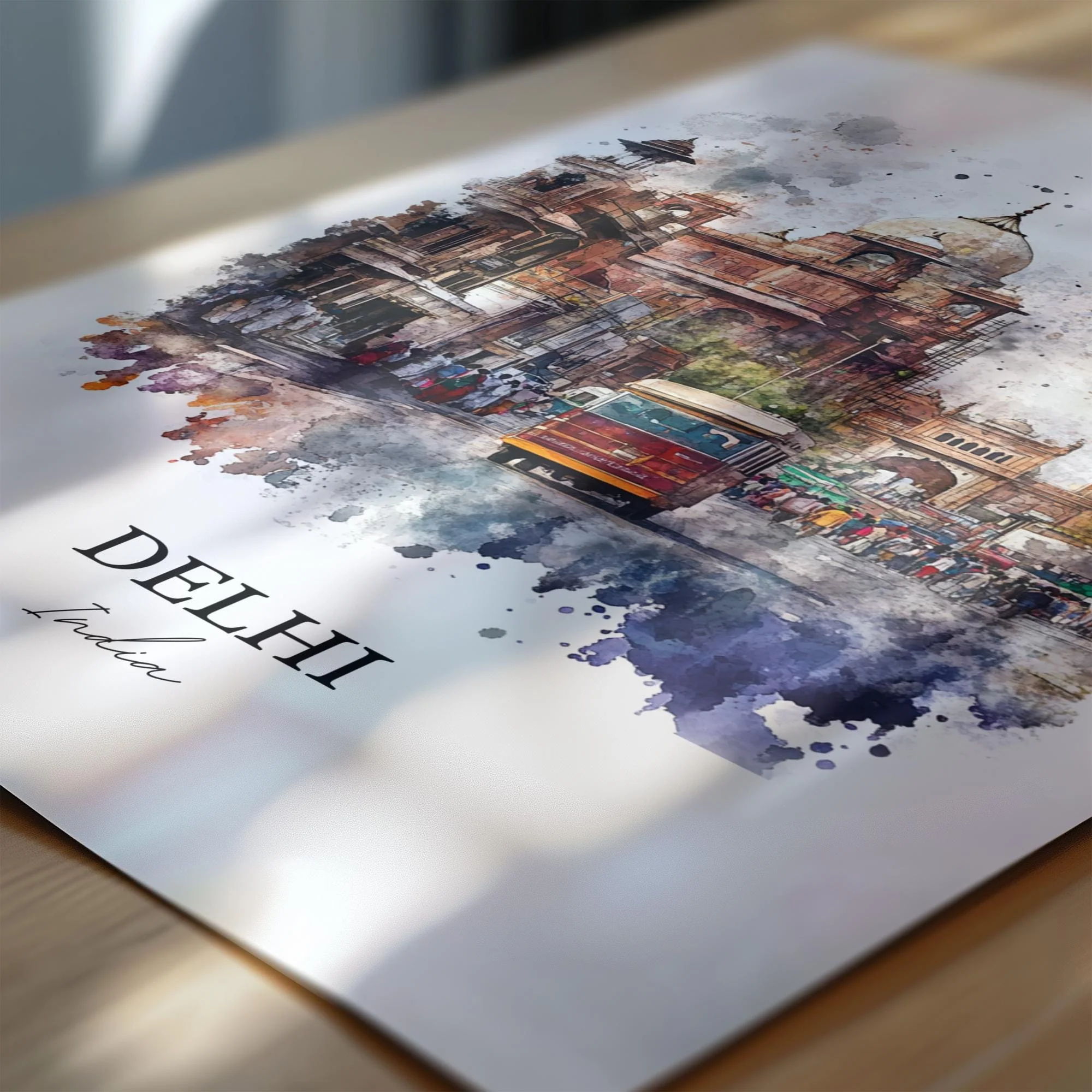Delhi, India – Watercolor Art Print - Image 2