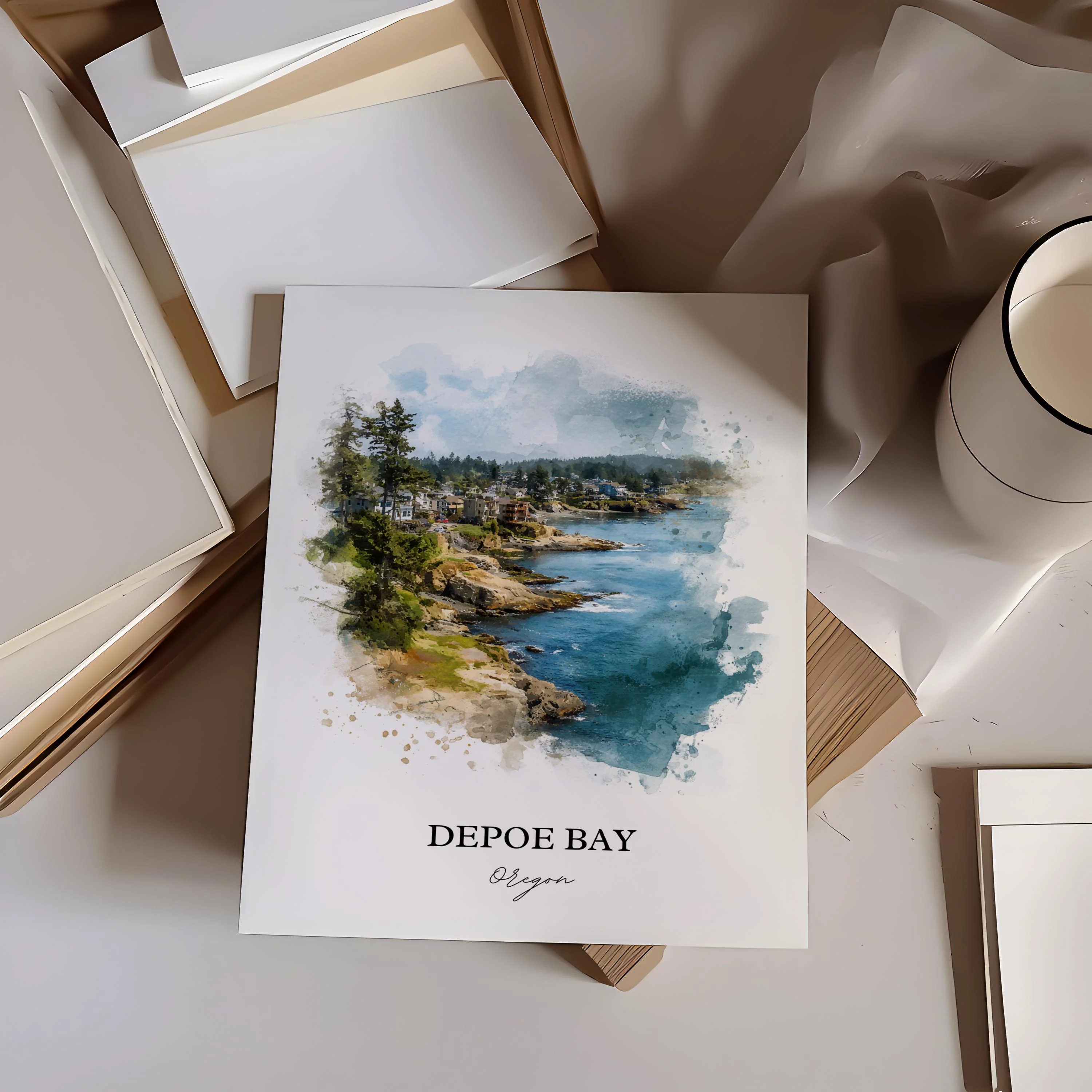 Depoe Bay, Oregon – Watercolor Art Print - Image 7