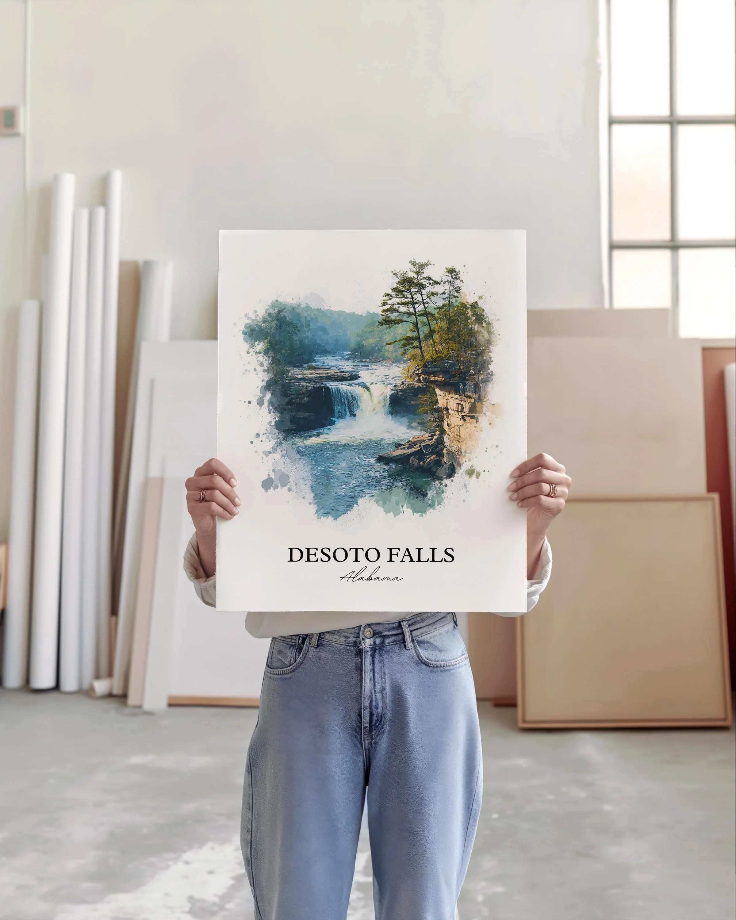 Desoto Falls, Alabama, USA – Watercolor Art Print - Image 3