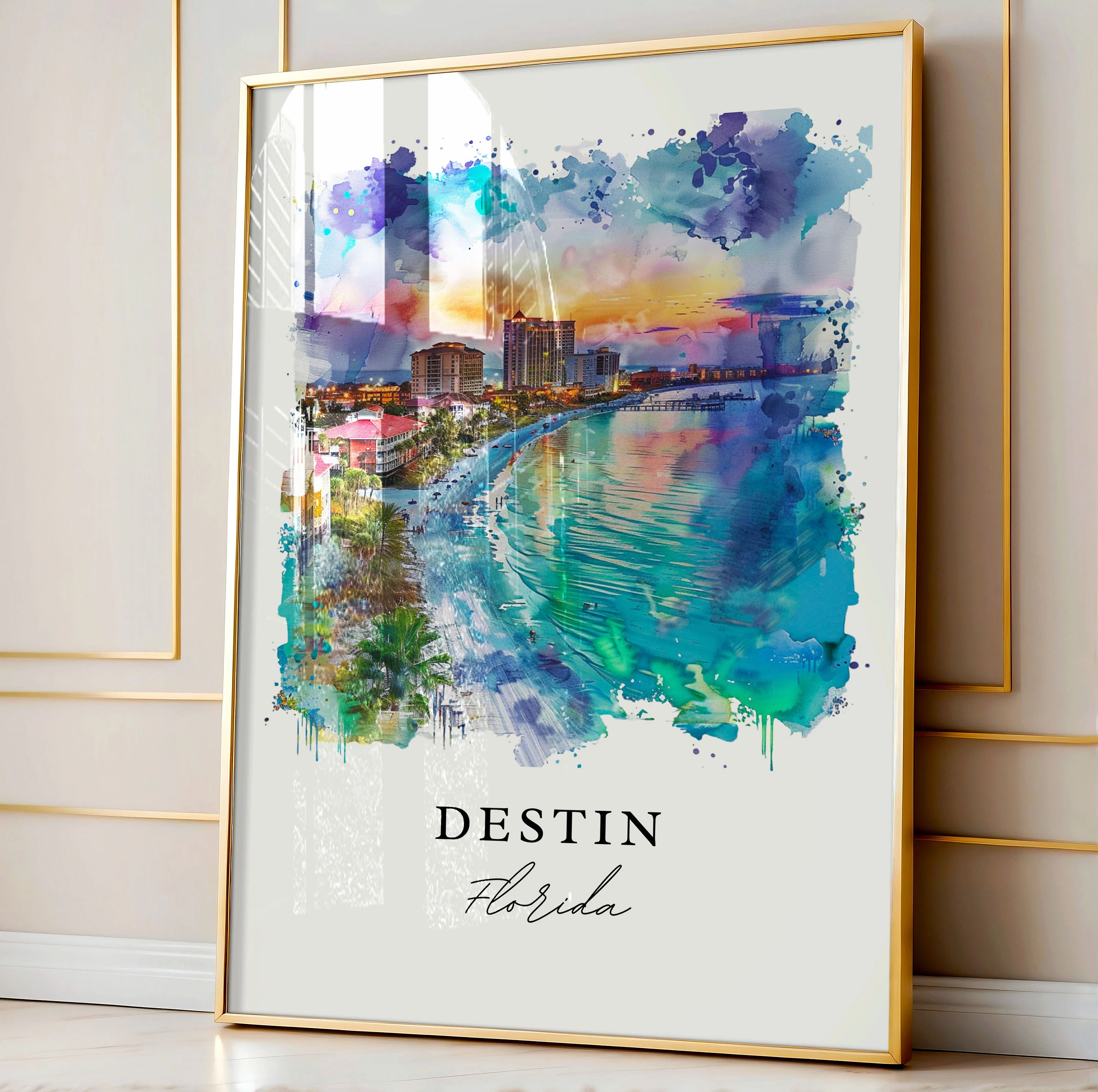 Destin, Florida, Florida – Watercolor Art Print - Image 4