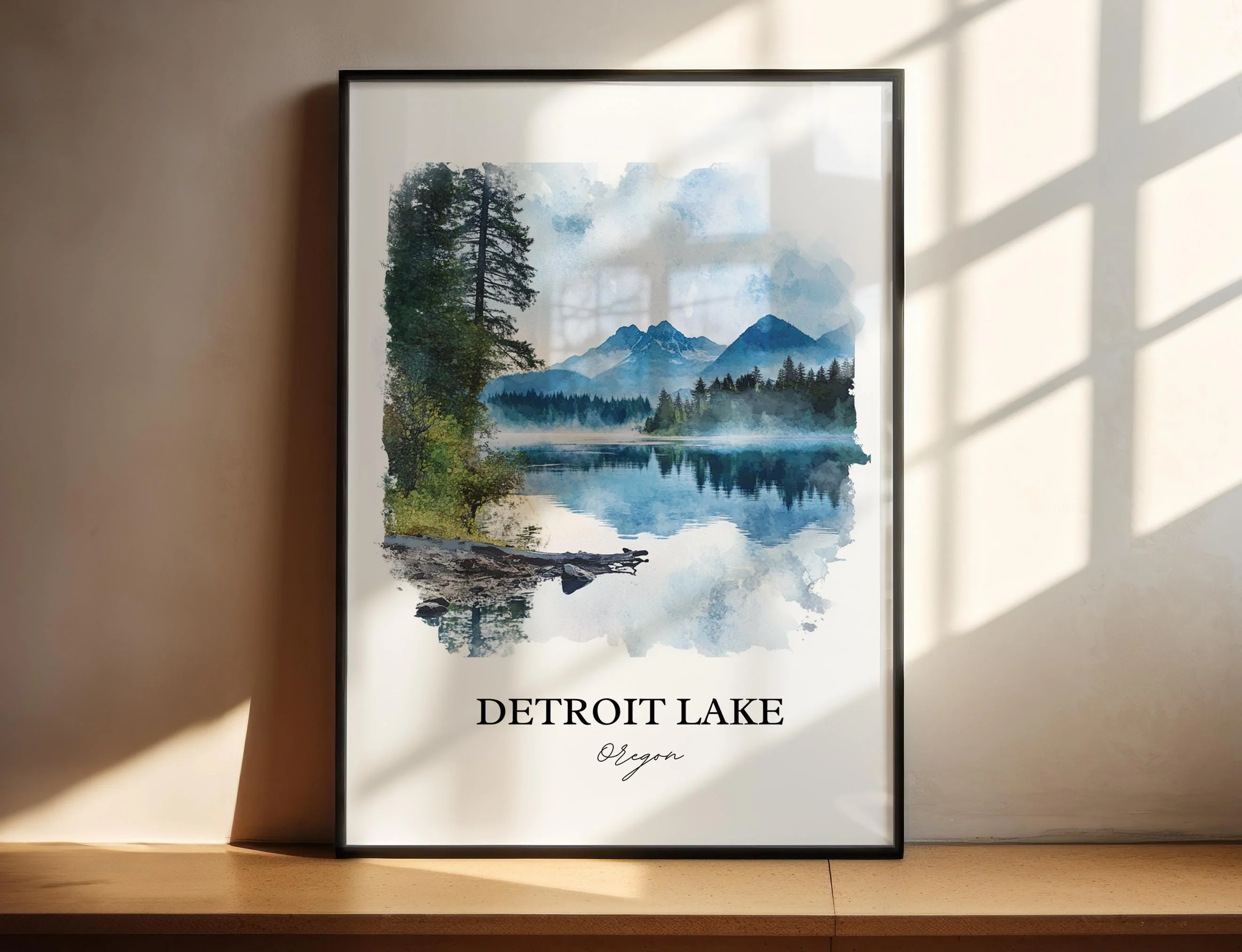 Detroit Lake, Oregon, USA – Watercolor Art Print