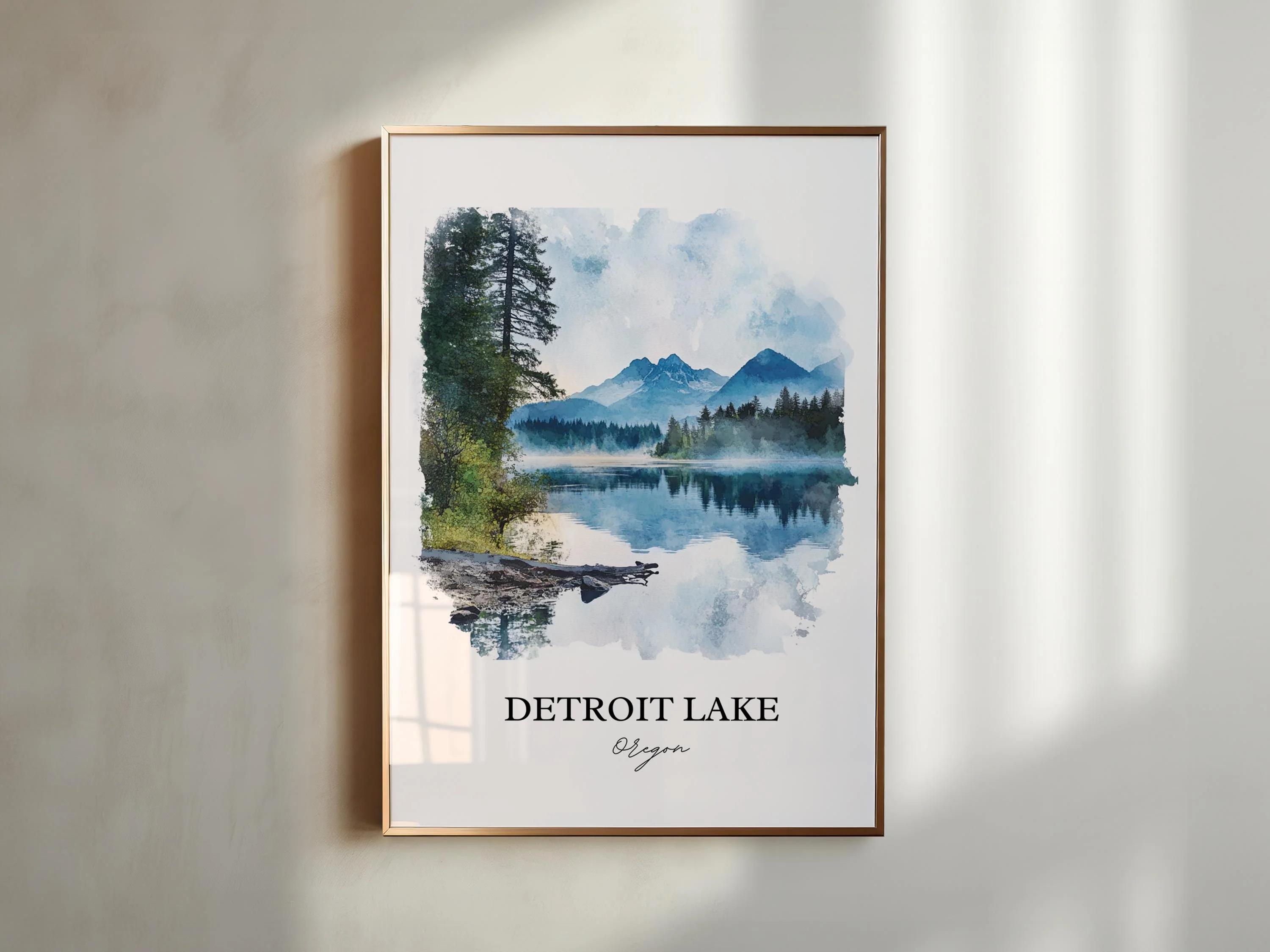 Detroit Lake, Oregon, USA – Watercolor Art Print - Image 3