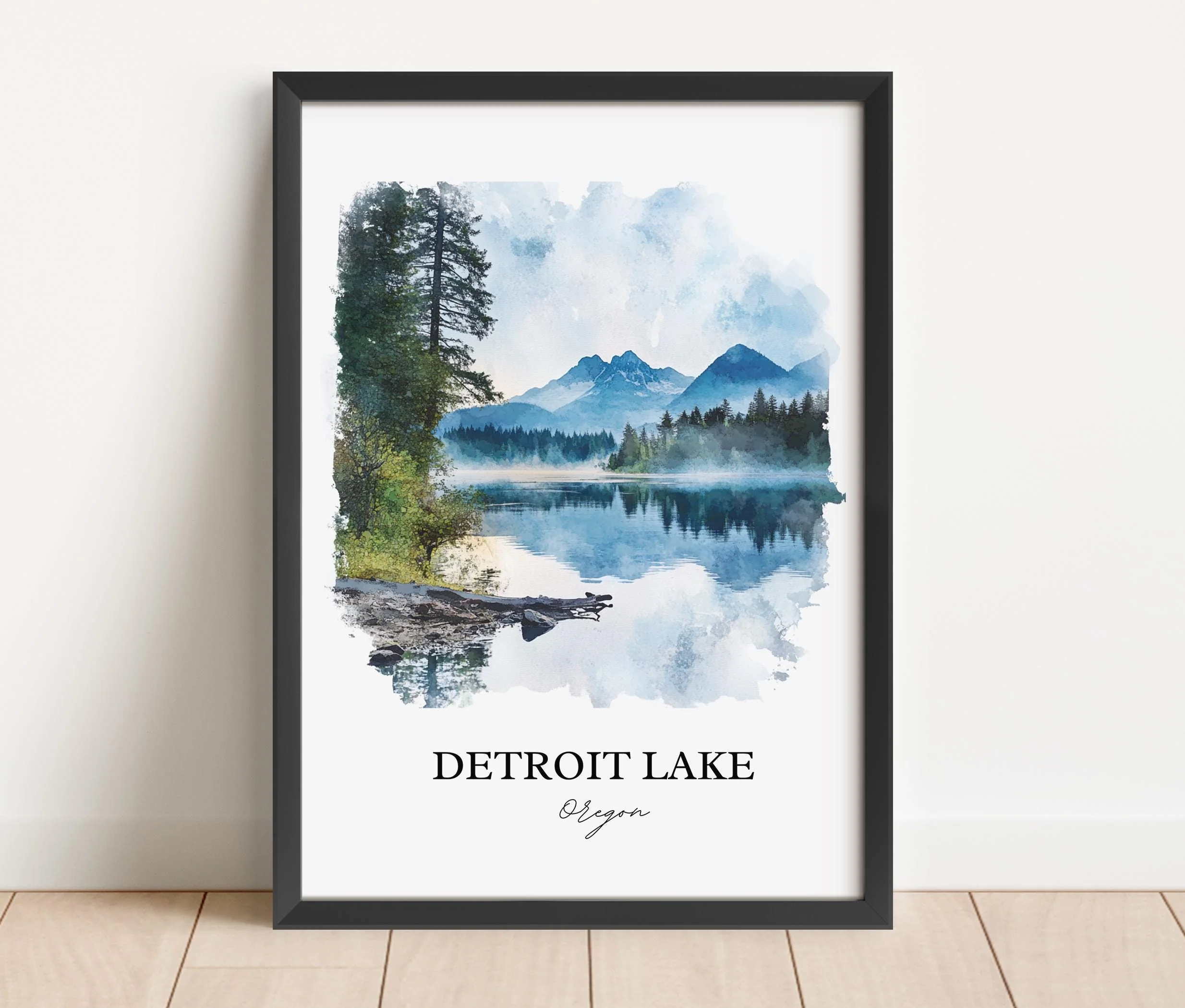 Detroit Lake, Oregon, USA – Watercolor Art Print - Image 4
