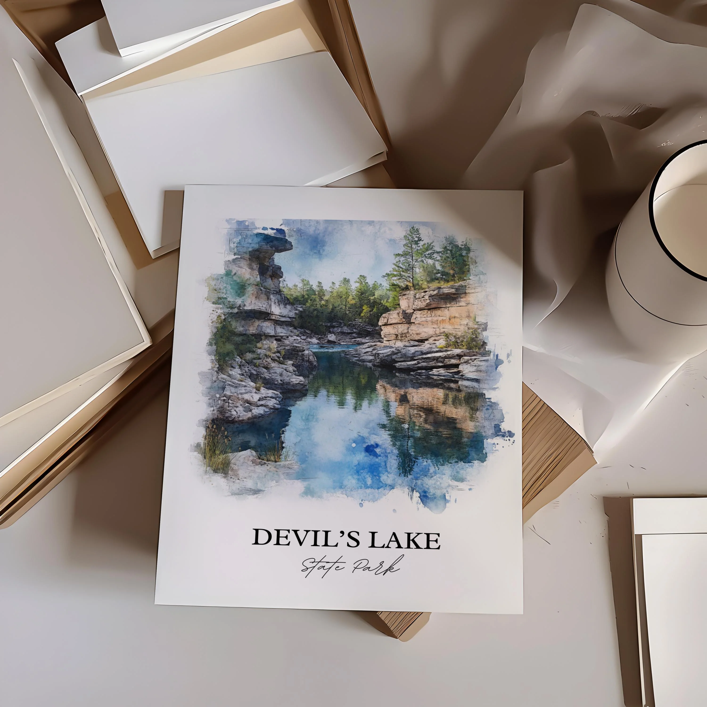 Devils Lake State Park, USA – Watercolor Art Print - Image 5