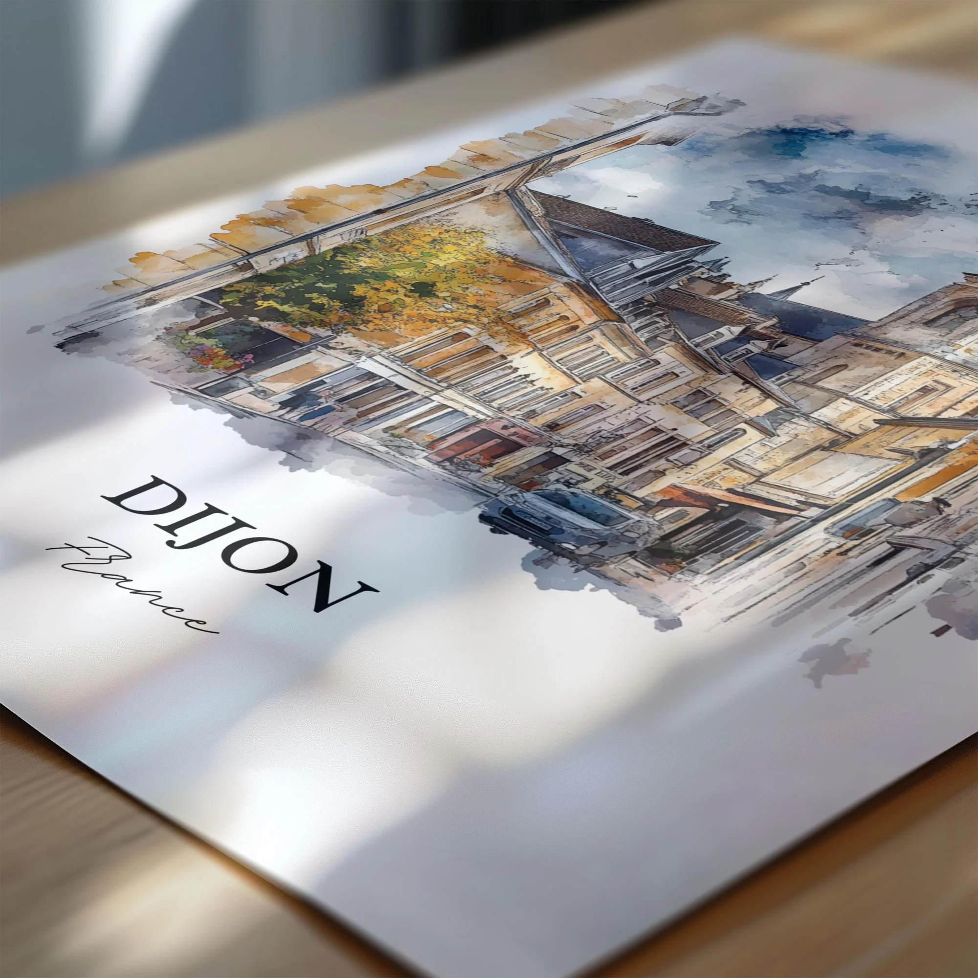 Dijon, France – Watercolor Art Print of Burgundy Region - Image 2