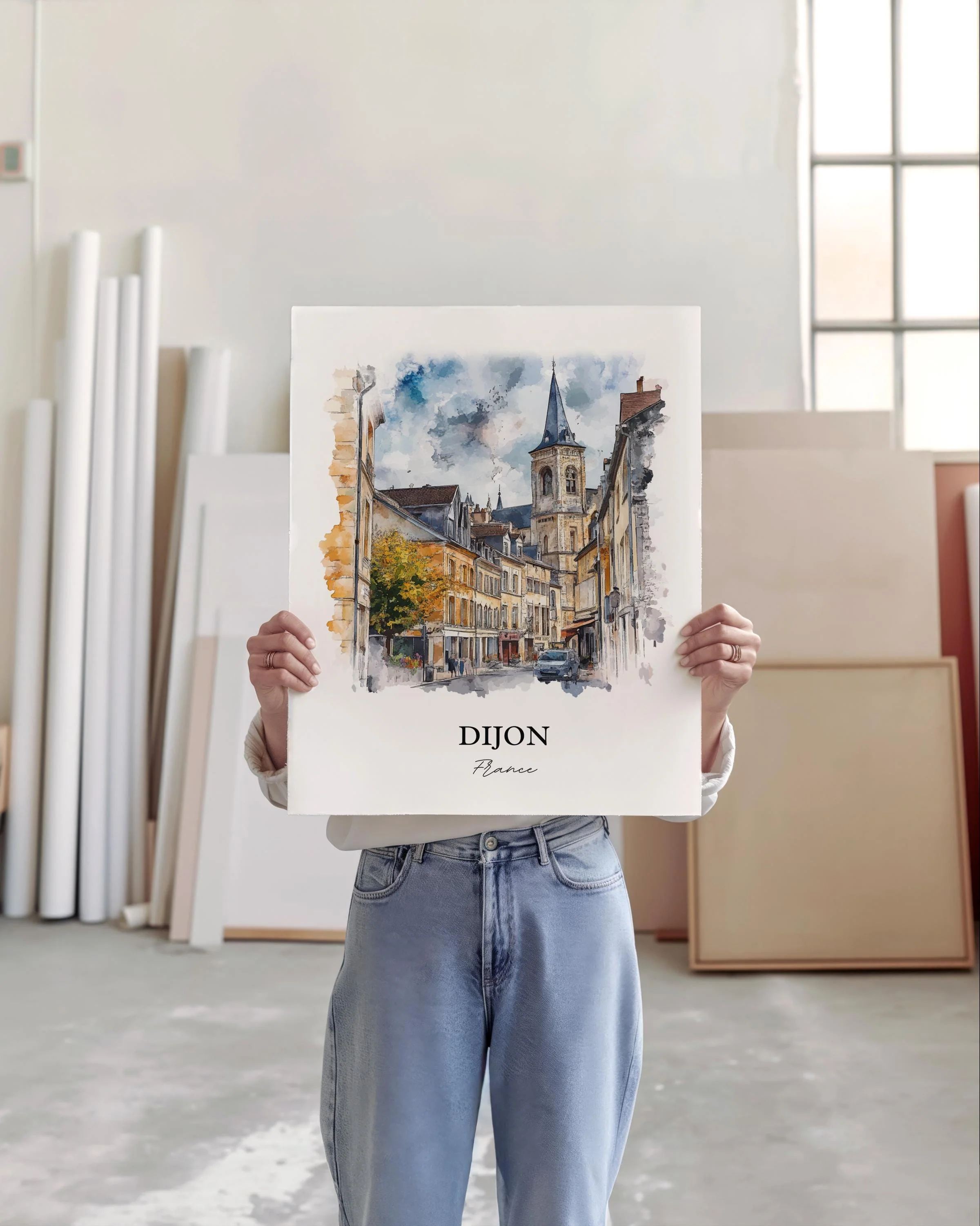 Dijon, France – Watercolor Art Print of Burgundy Region - Image 3
