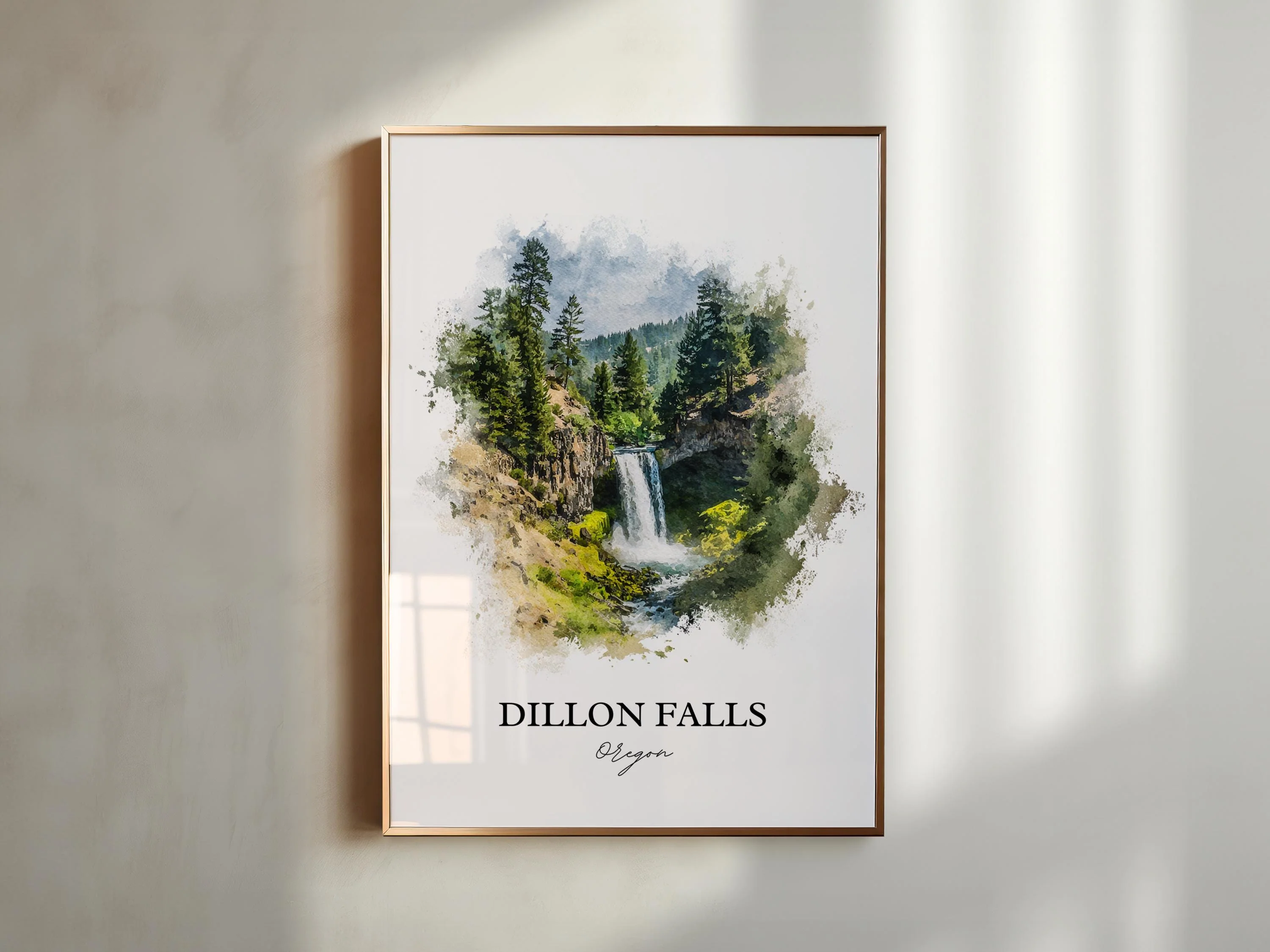 Dillon Falls, Oregon, USA – Watercolor Art Print - Image 6