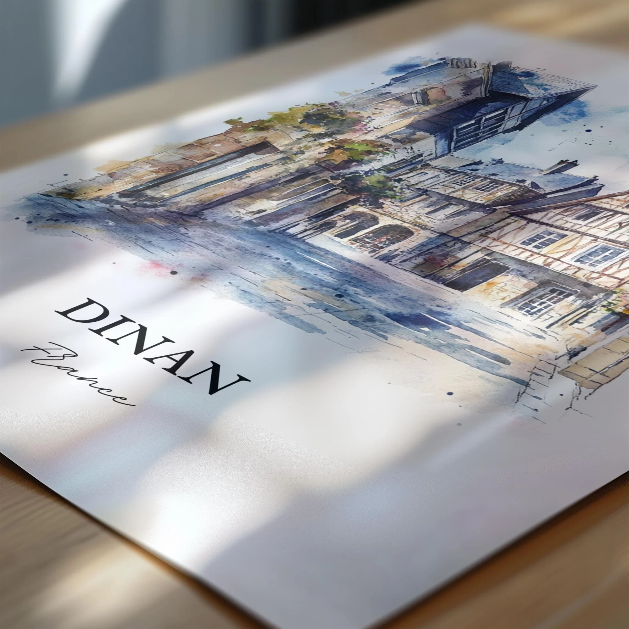 Dinan, France – Watercolor Art Print - Image 2