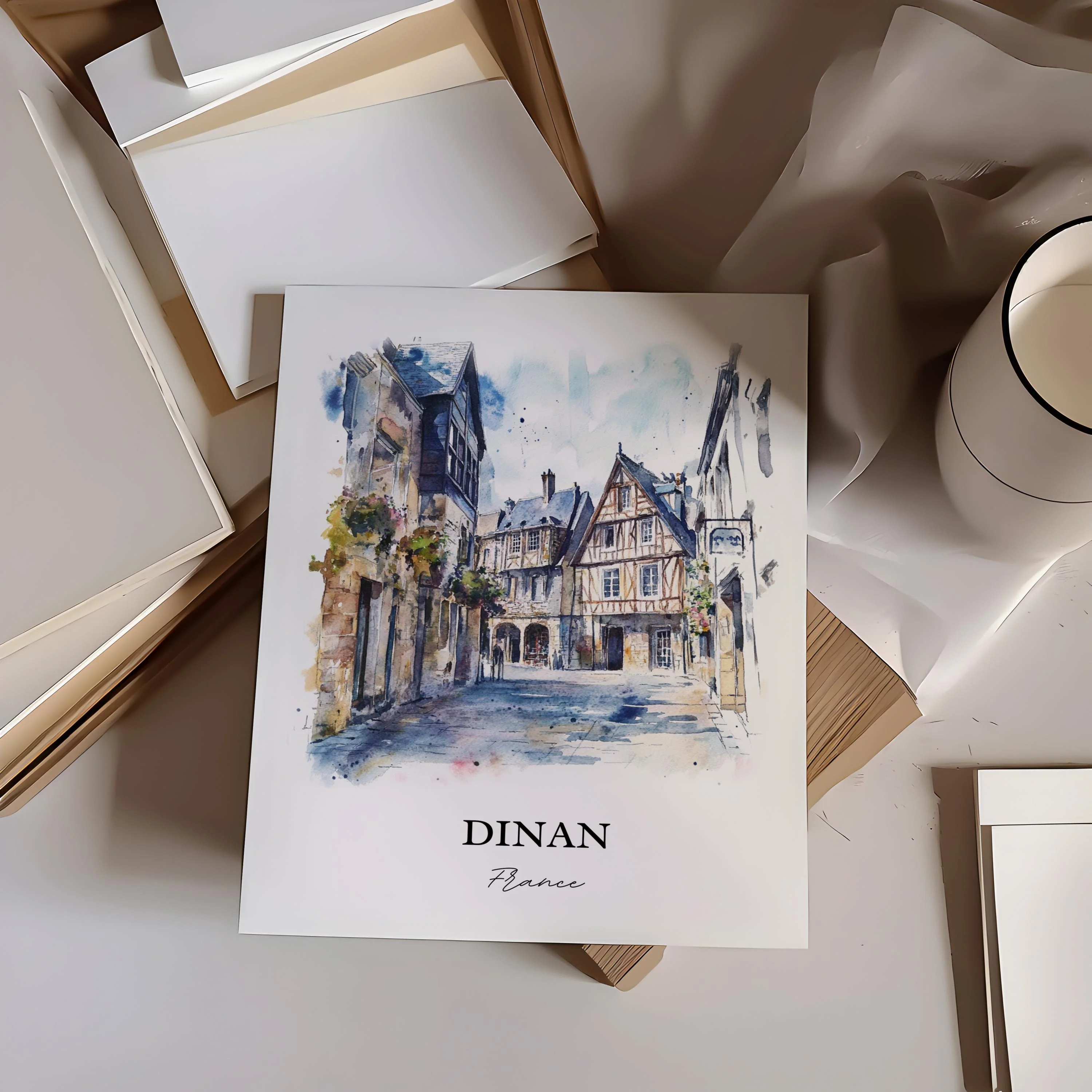 Dinan, France – Watercolor Art Print - Image 4