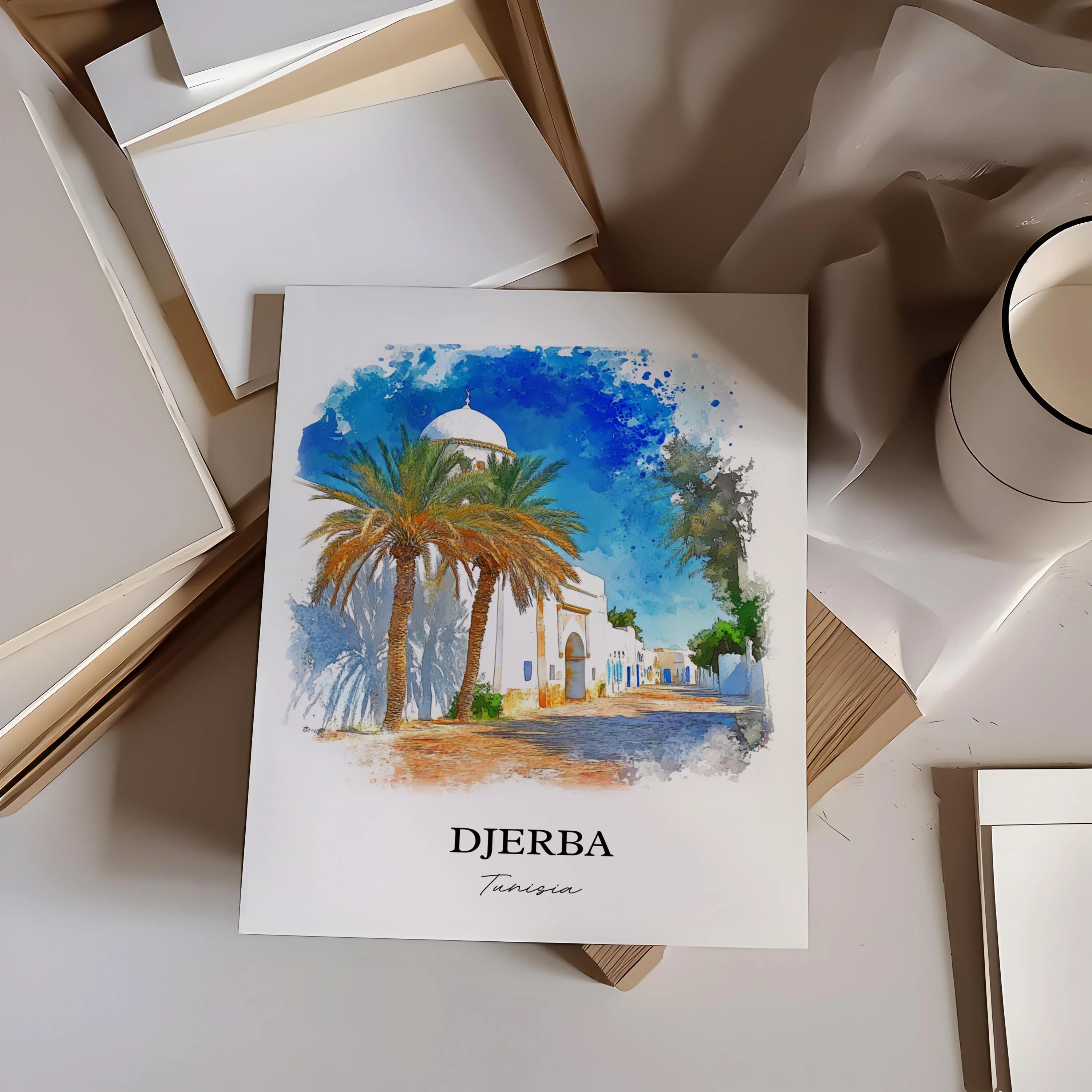 Djerba, Tunisia – Watercolor Art Print - Image 5