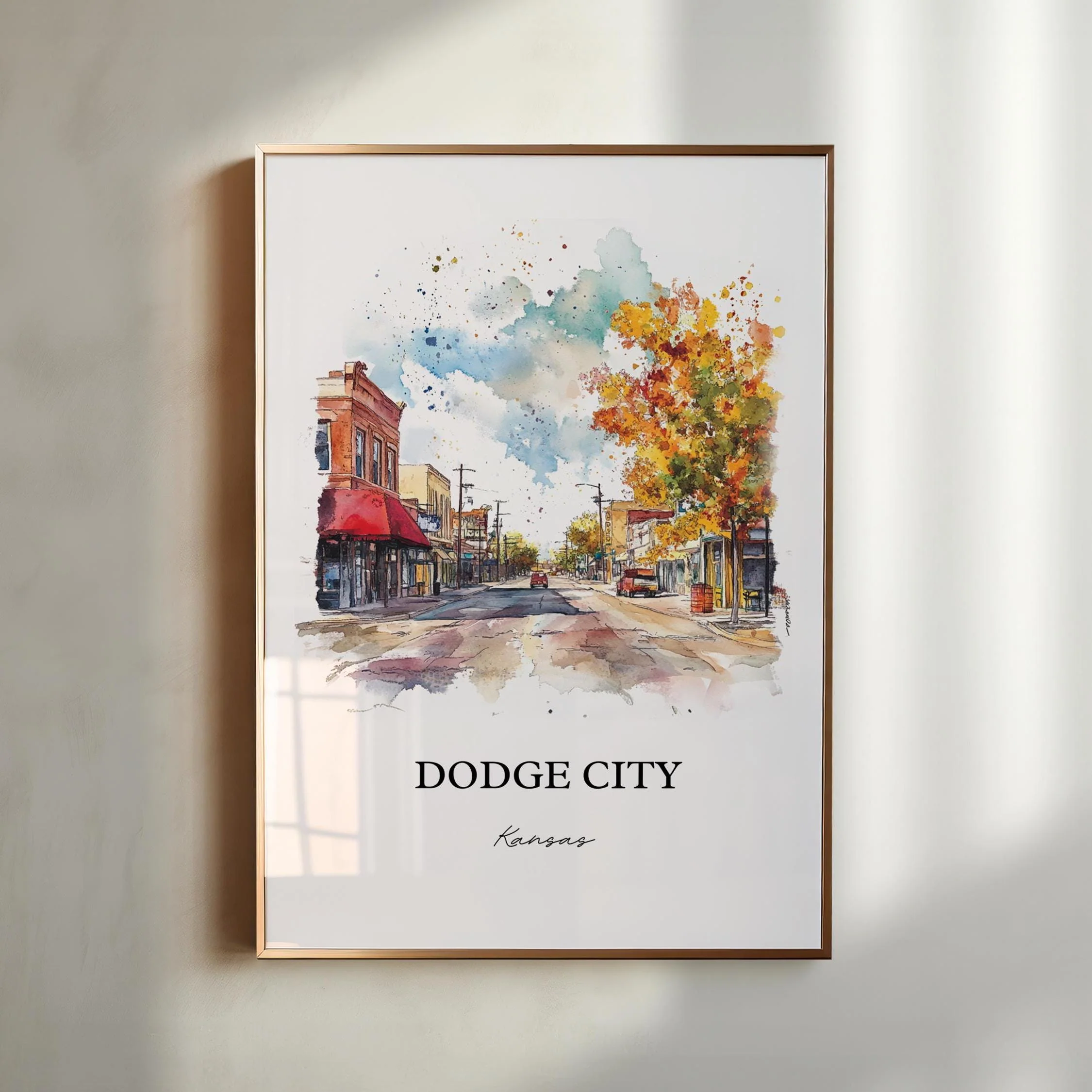 Dodge City, Kansas, USA – Watercolor Art Print