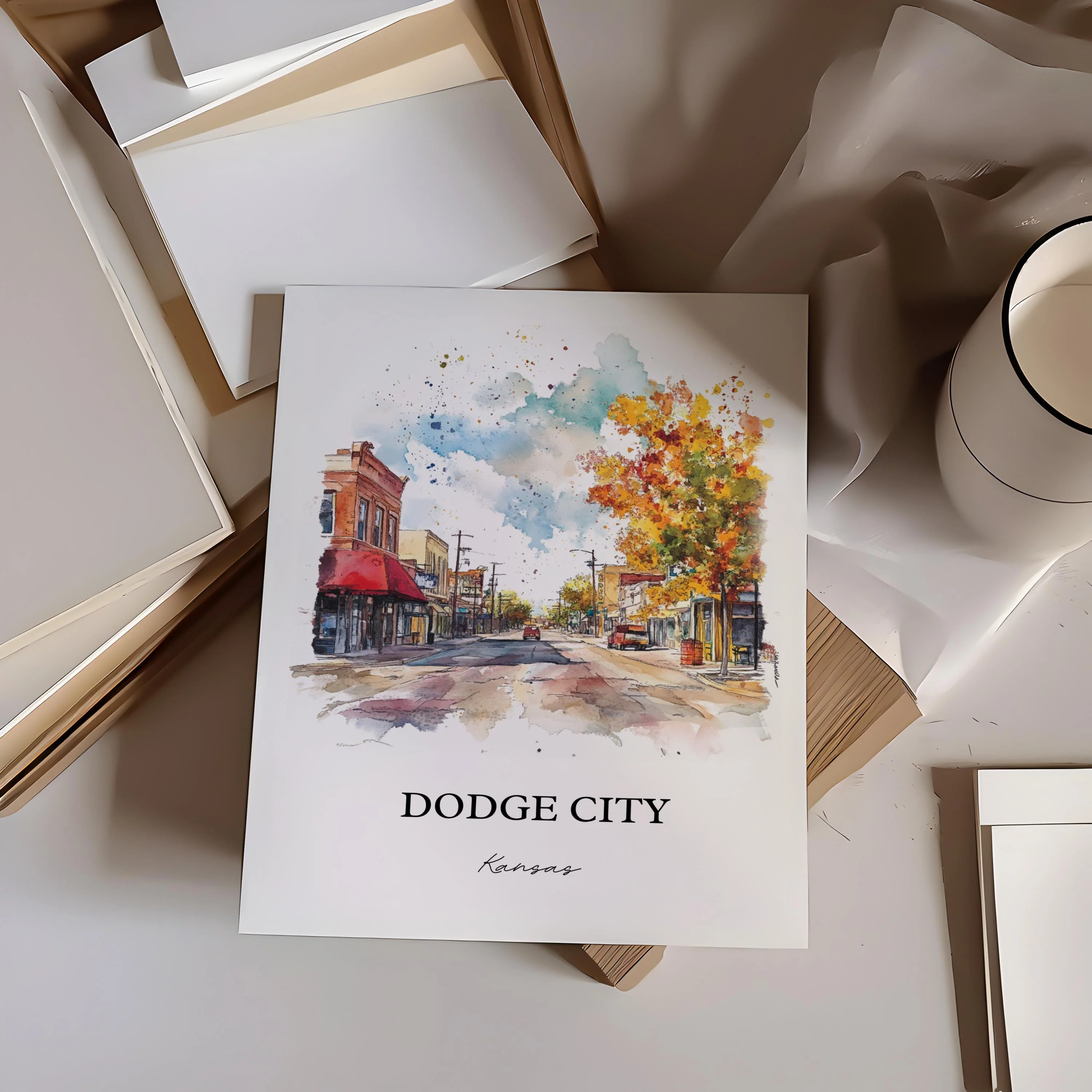 Dodge City, Kansas, USA – Watercolor Art Print - Image 6