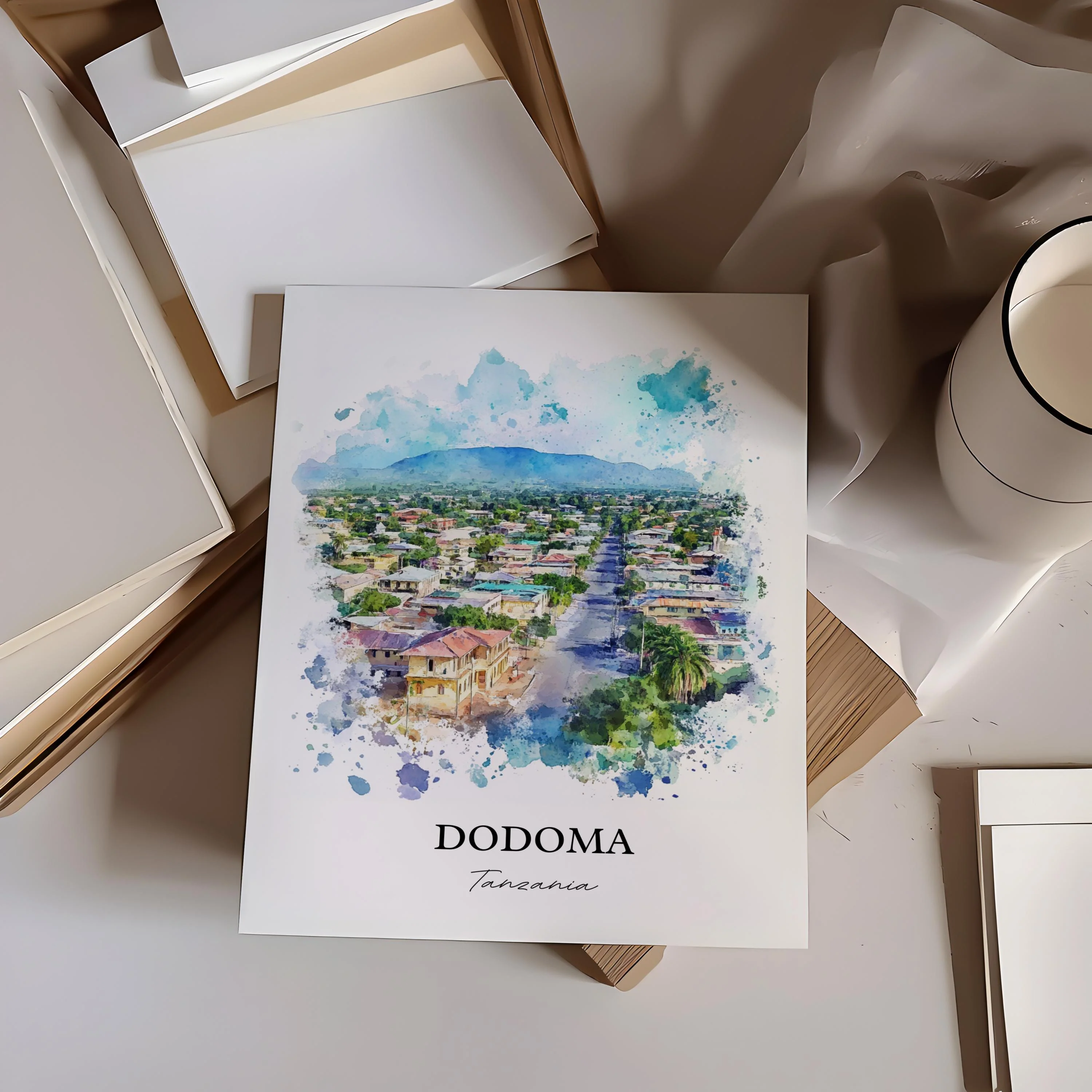 Dodoma, Tanzania – Watercolor Art Print - Image 5