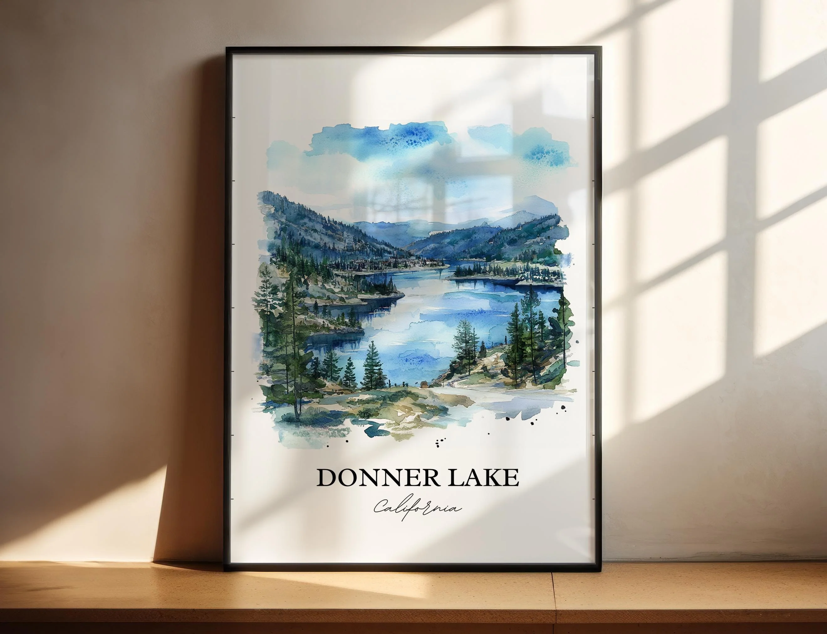 Donner Lake, USA – Watercolor Art Print