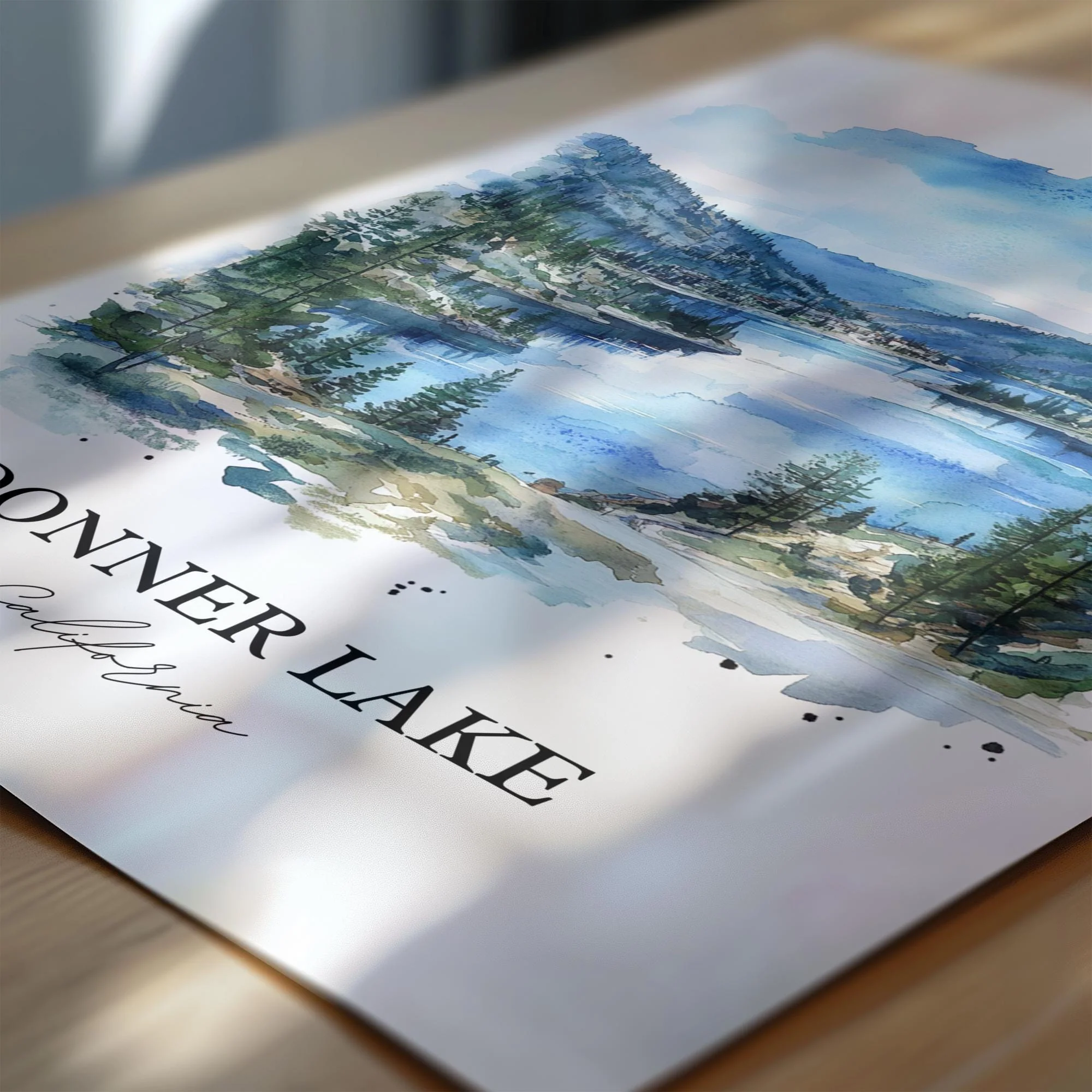 Donner Lake, USA – Watercolor Art Print - Image 2