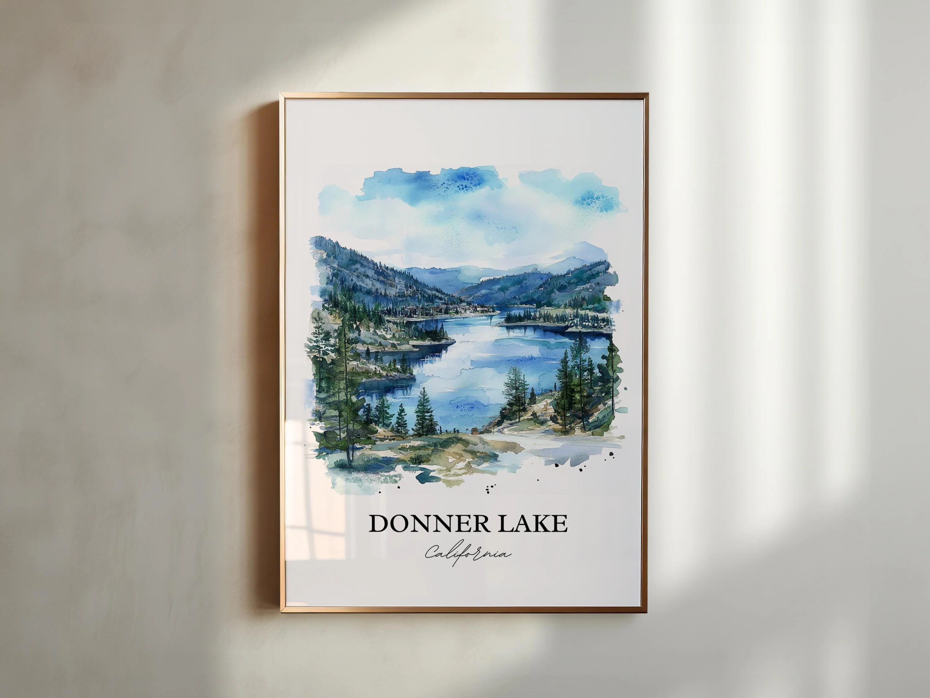 Donner Lake, USA – Watercolor Art Print - Image 3