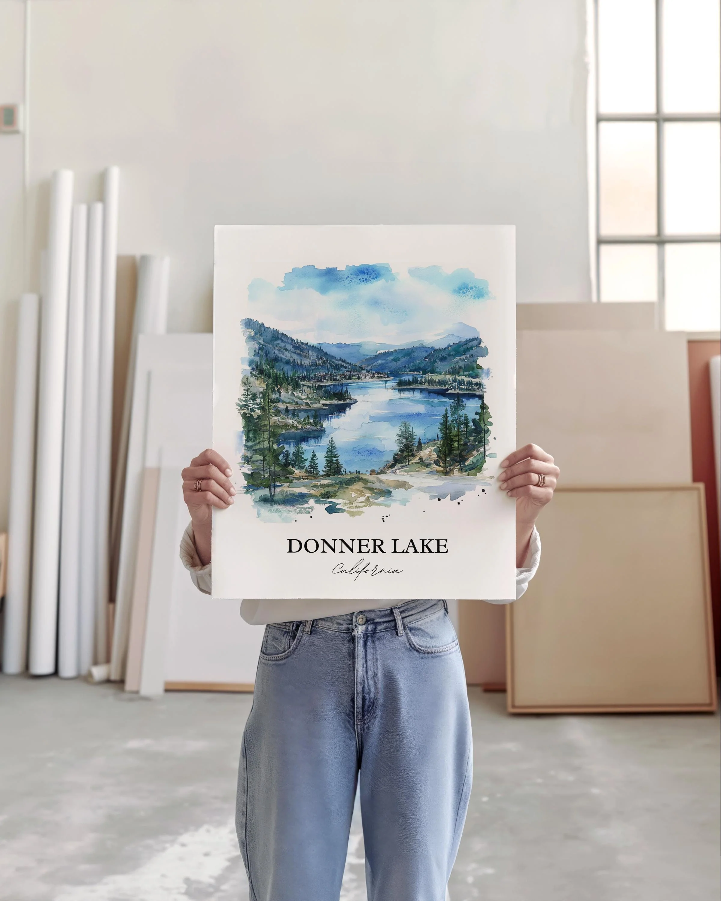 Donner Lake, USA – Watercolor Art Print - Image 4