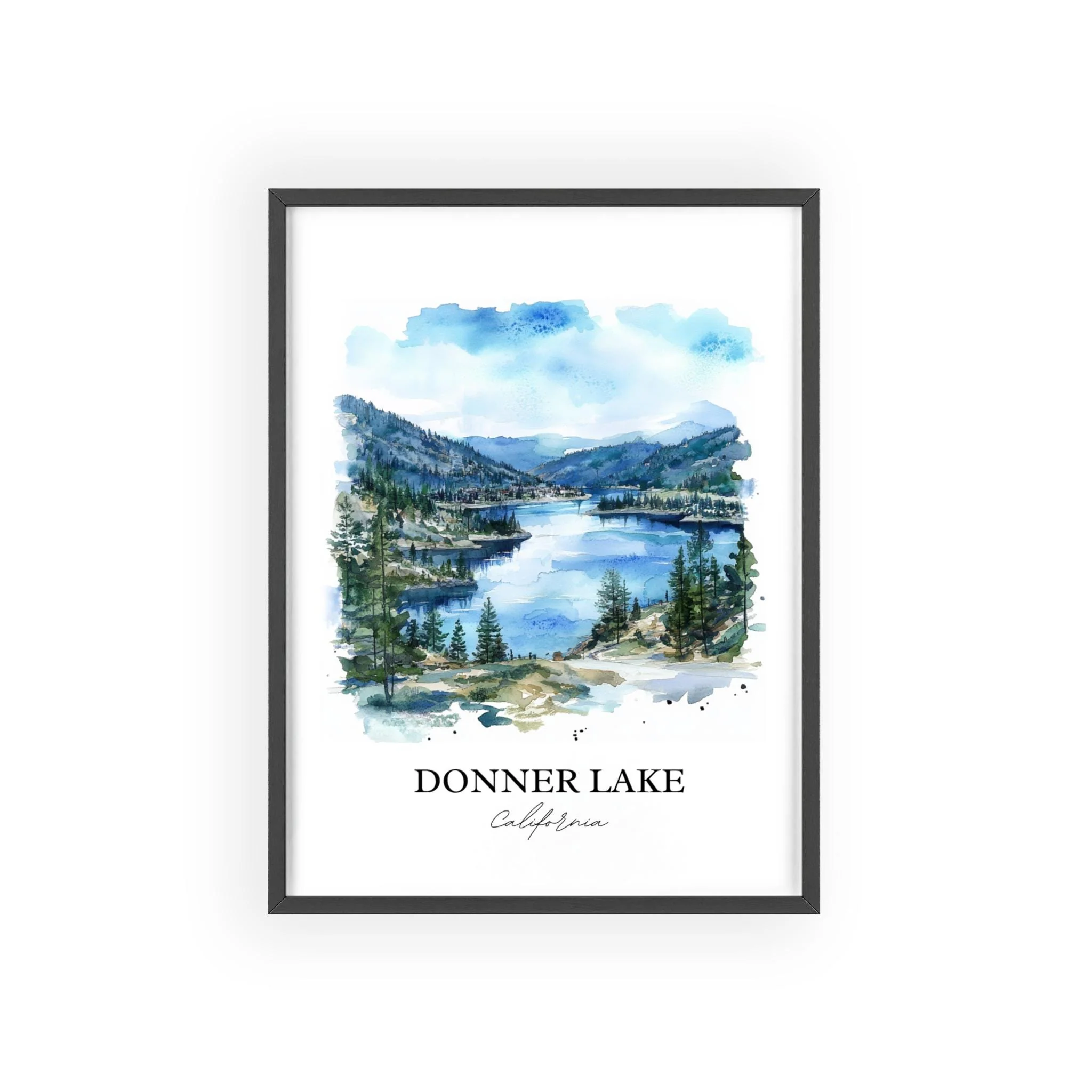 Donner Lake, USA – Watercolor Art Print - Image 7