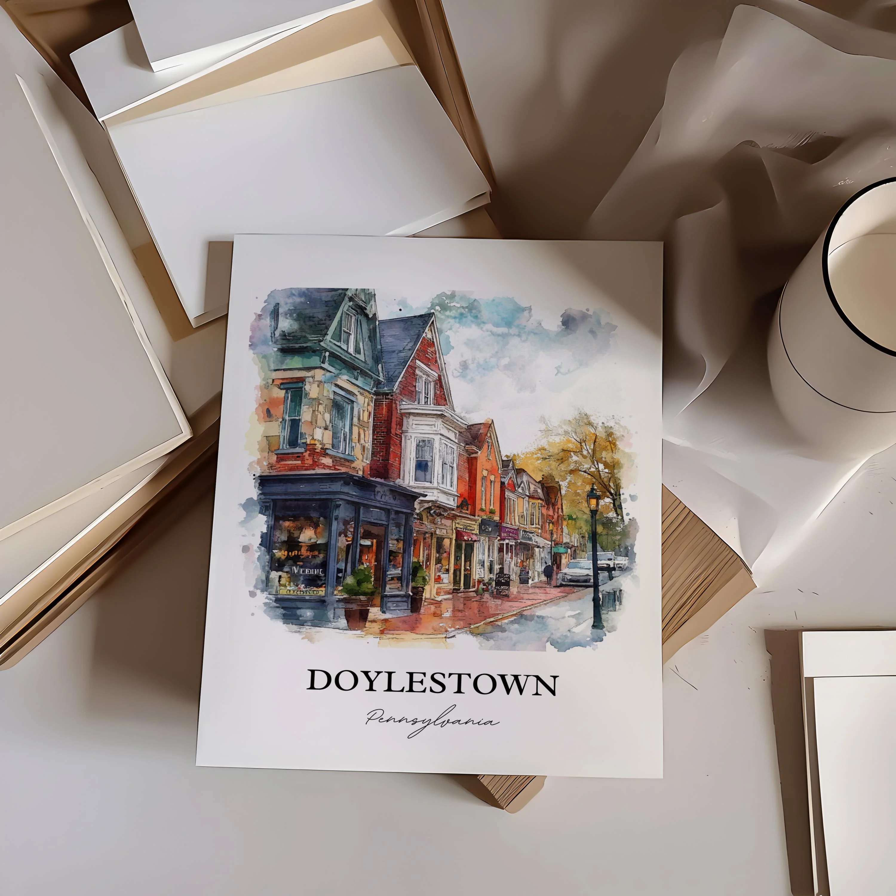 Doylestown, PA, USA – Watercolor Art Print - Image 4