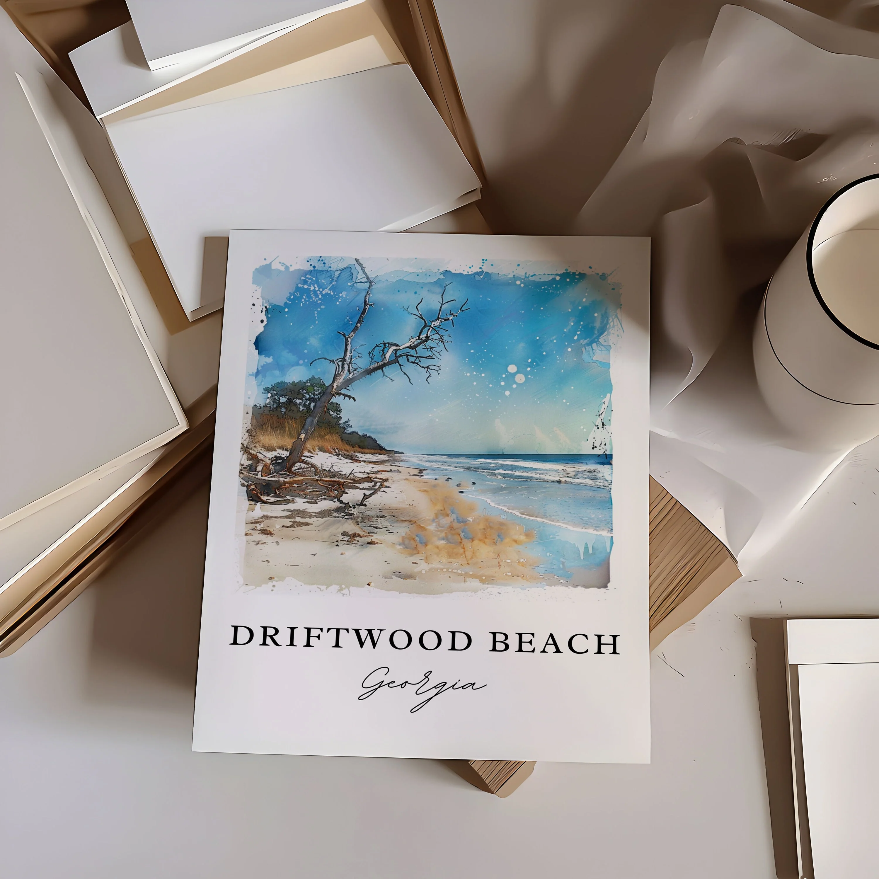Driftwood Beach, Jekyll Island Georgia – Watercolor Art Print - Image 2