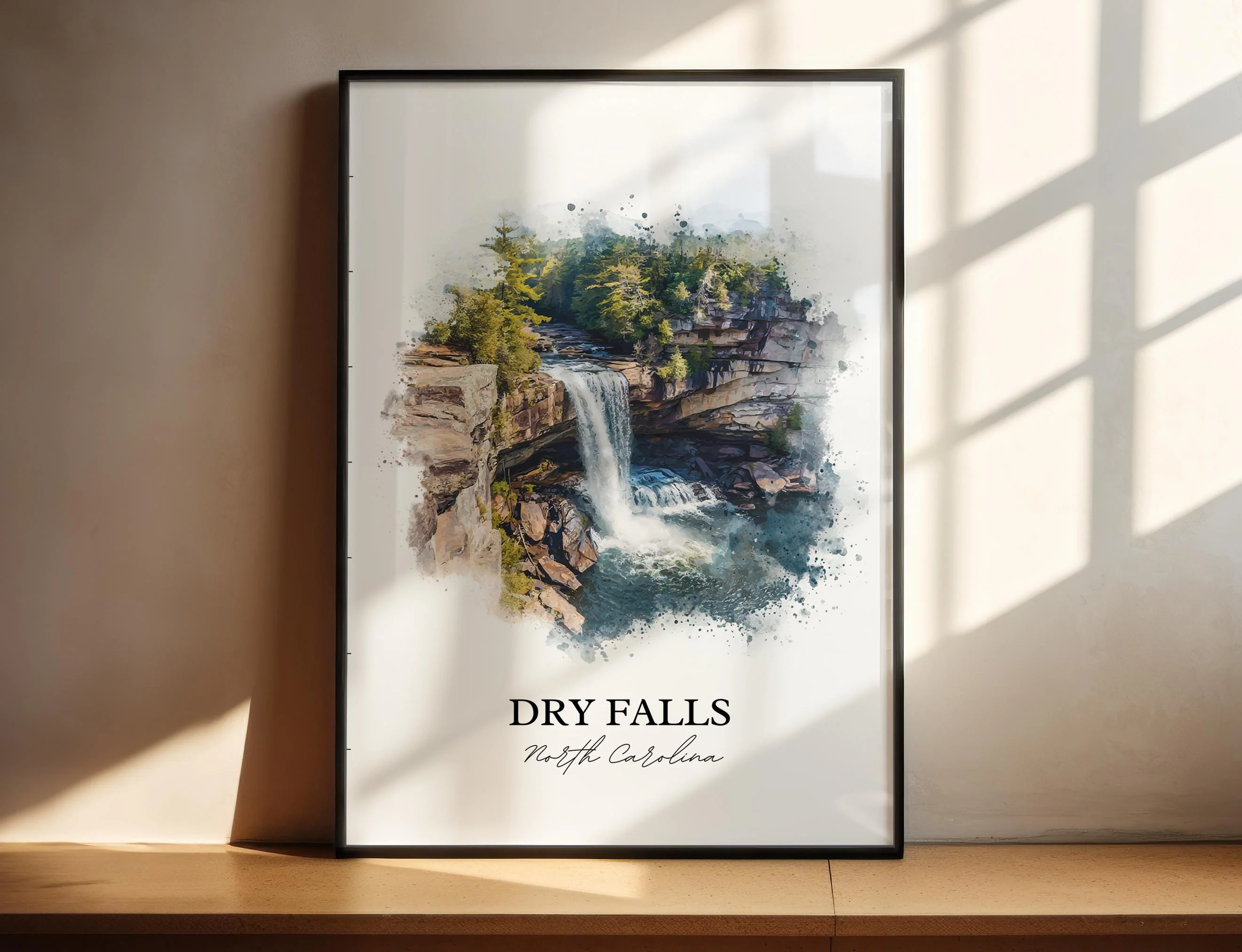 Dry Falls, NC, USA – Watercolor Art Print