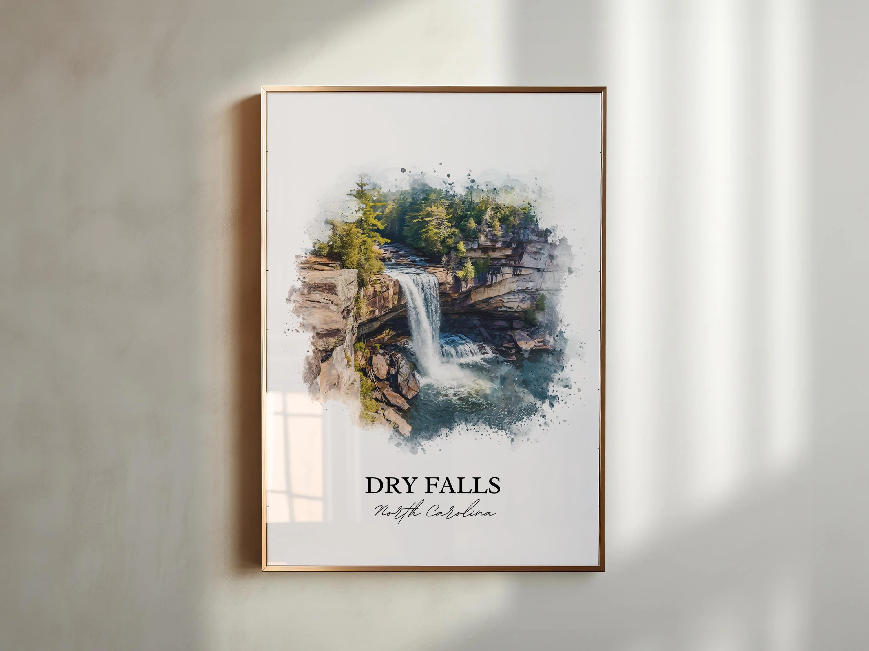 Dry Falls, NC, USA – Watercolor Art Print - Image 3