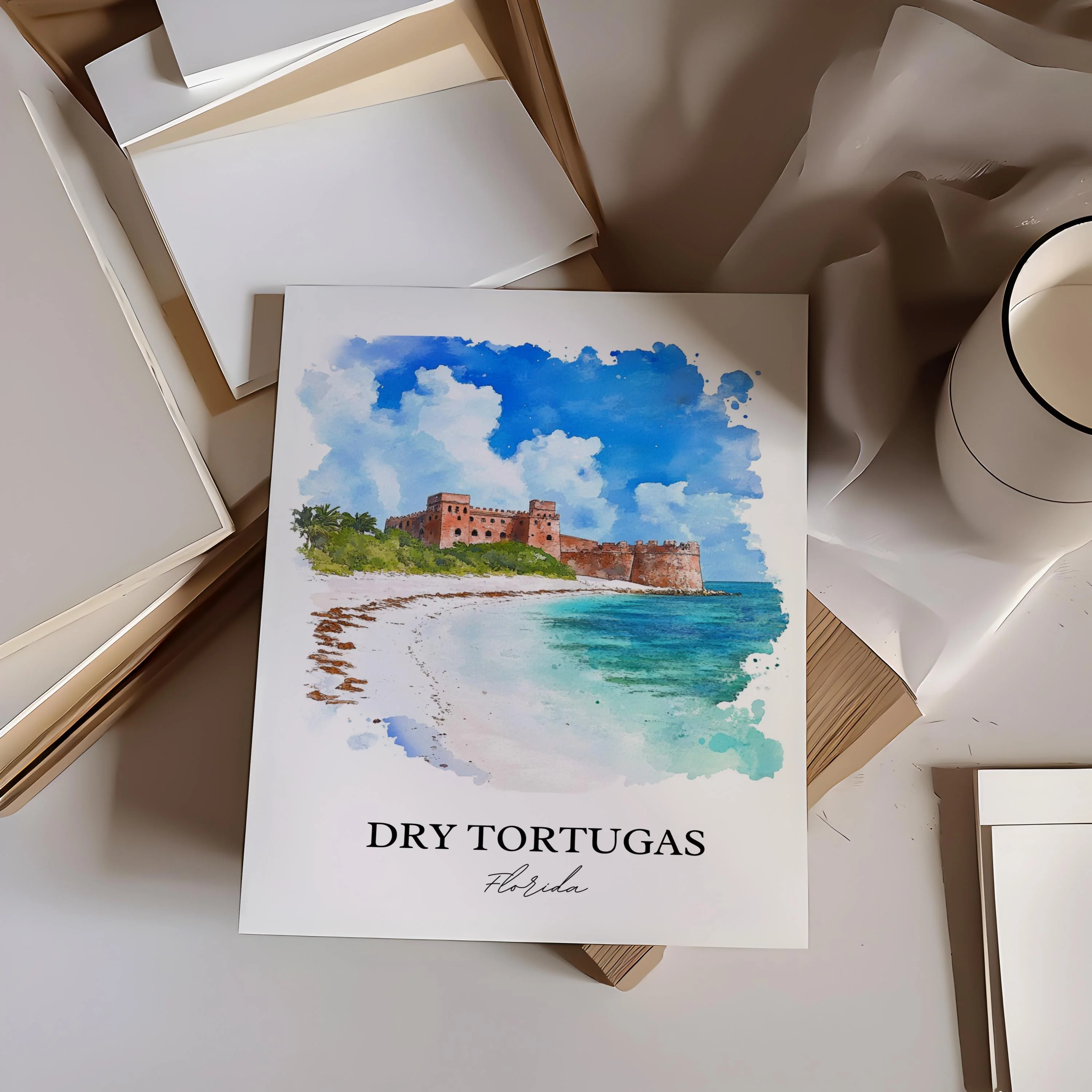 Dry Tortugas, FL, USA – Watercolor Art Print - Image 4