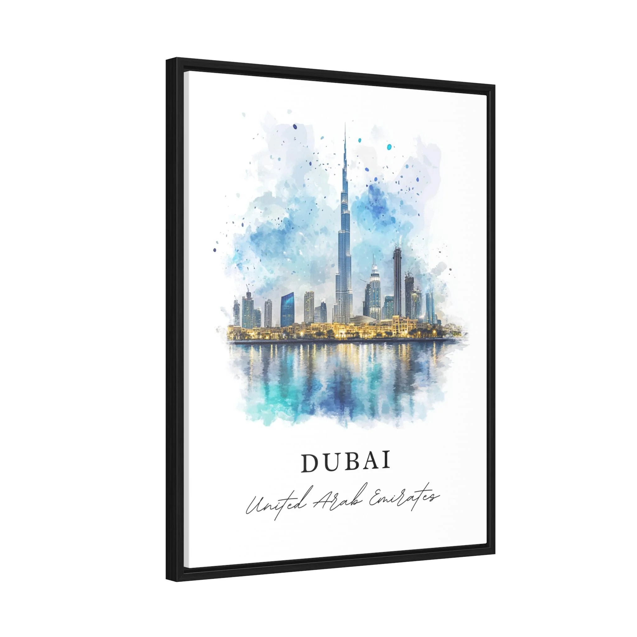 Dubai, UAE – Watercolor Art Print of Dubai Skyline - Image 6