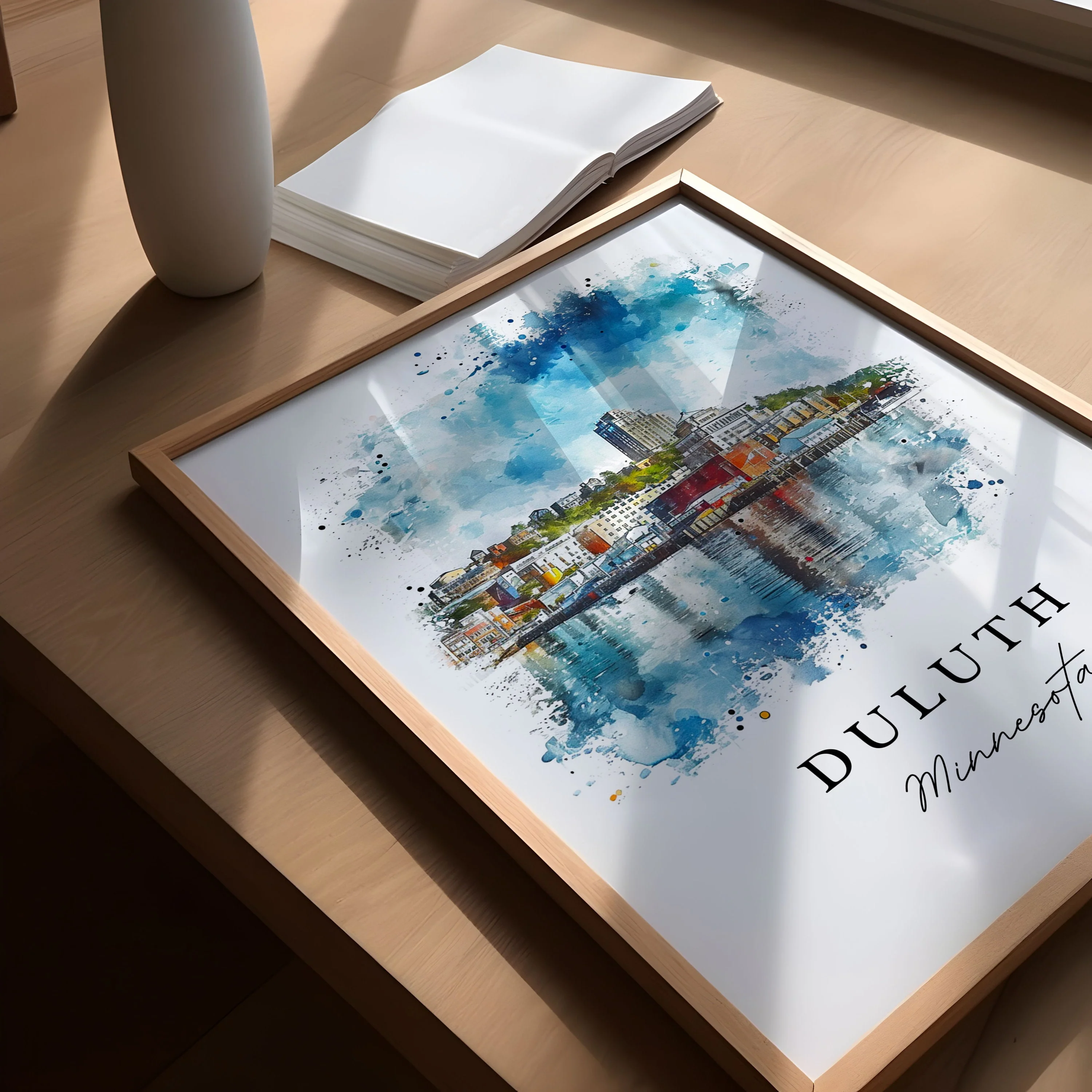 Duluth, MN, Minnesota – Watercolor Art Print - Image 3