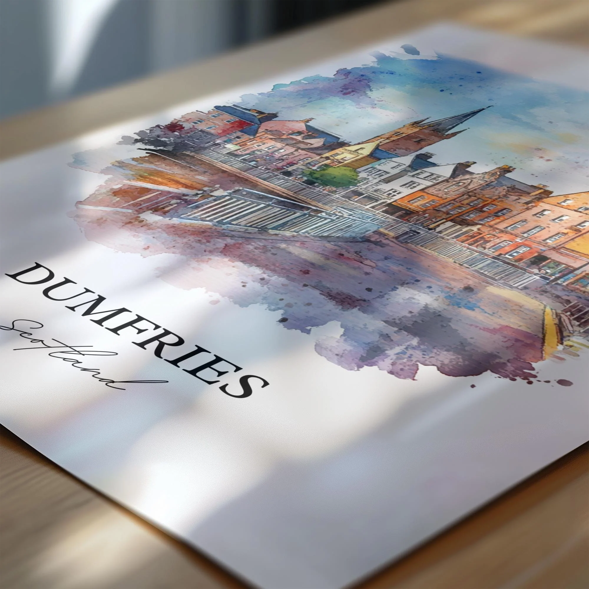 Dumfries, Scotland – Watercolor Art Print - Image 2