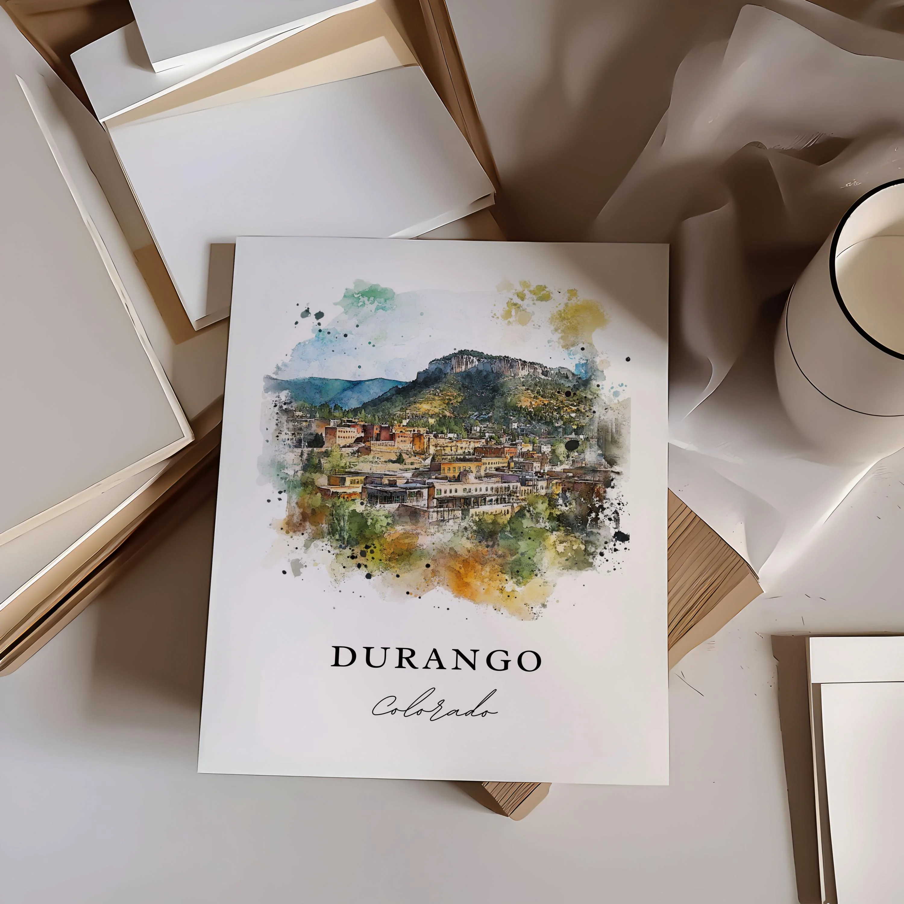 Durango, Colorado, Colorado – Watercolor Art Print - Image 2