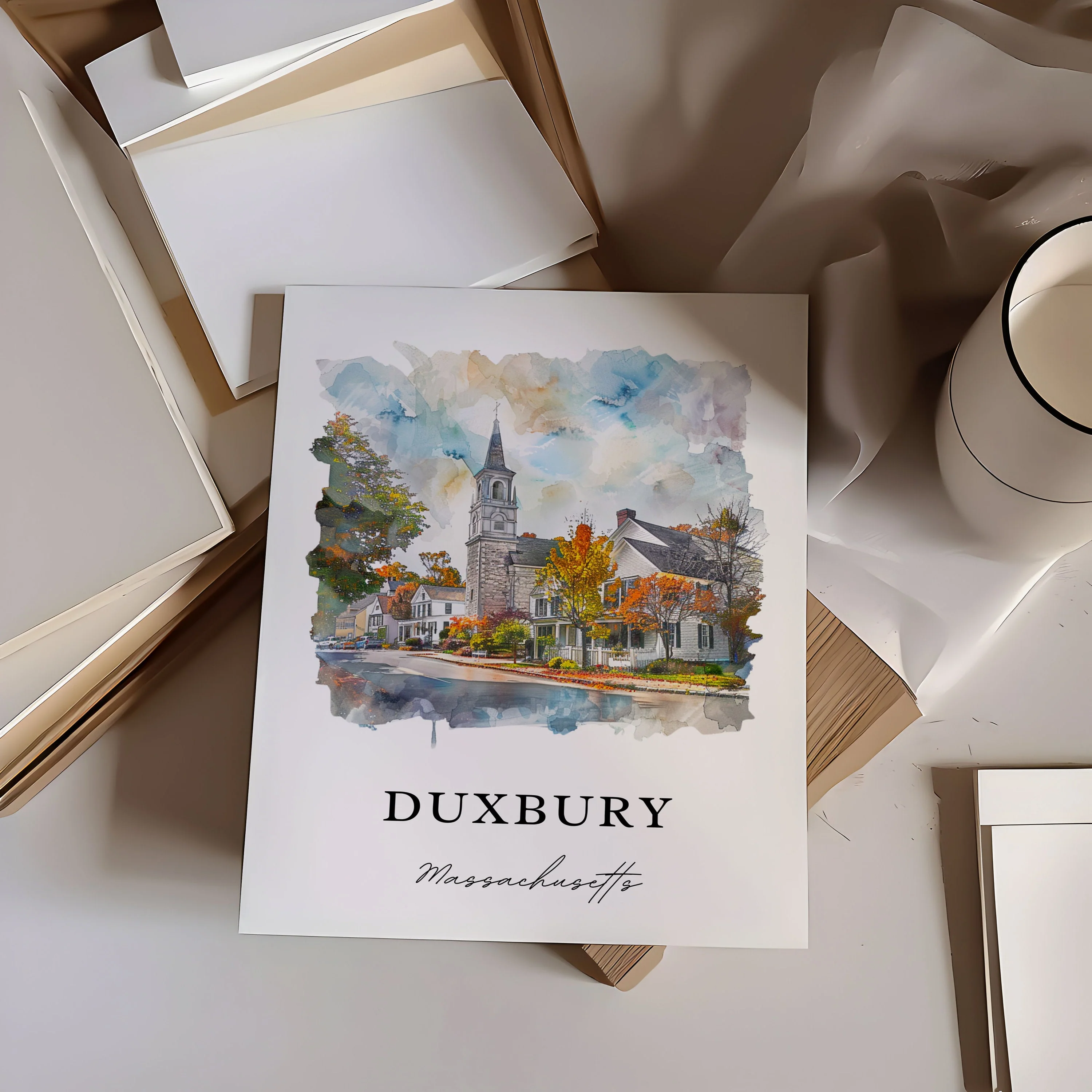 Duxbury, USA – Watercolor Art Print - Image 2