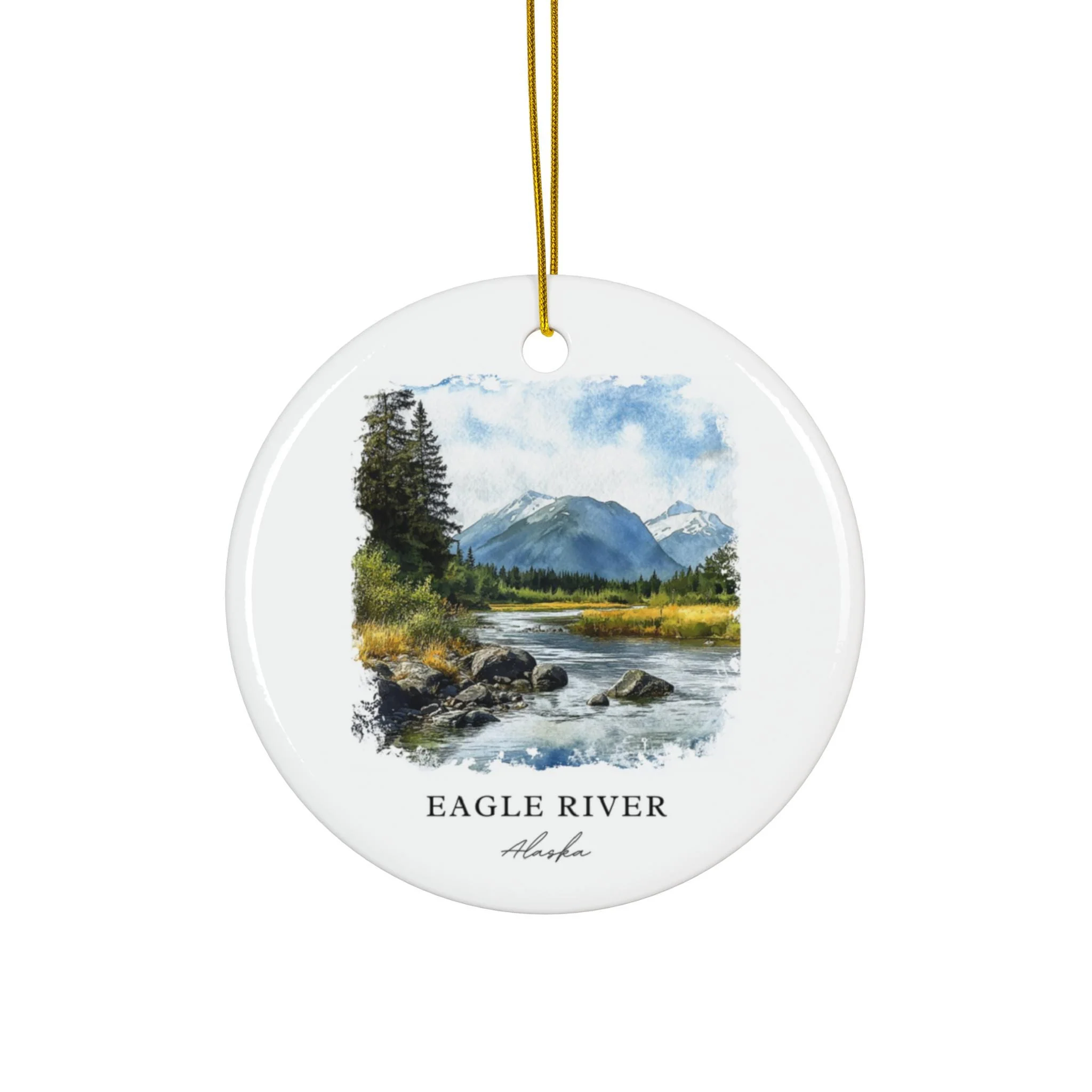 Eagle River AK Ornament: Unique Eagle River Alaska Souvenir, Anchorage Xmas Decor, and Authentic Anchorage Alaska Christmas Gift
