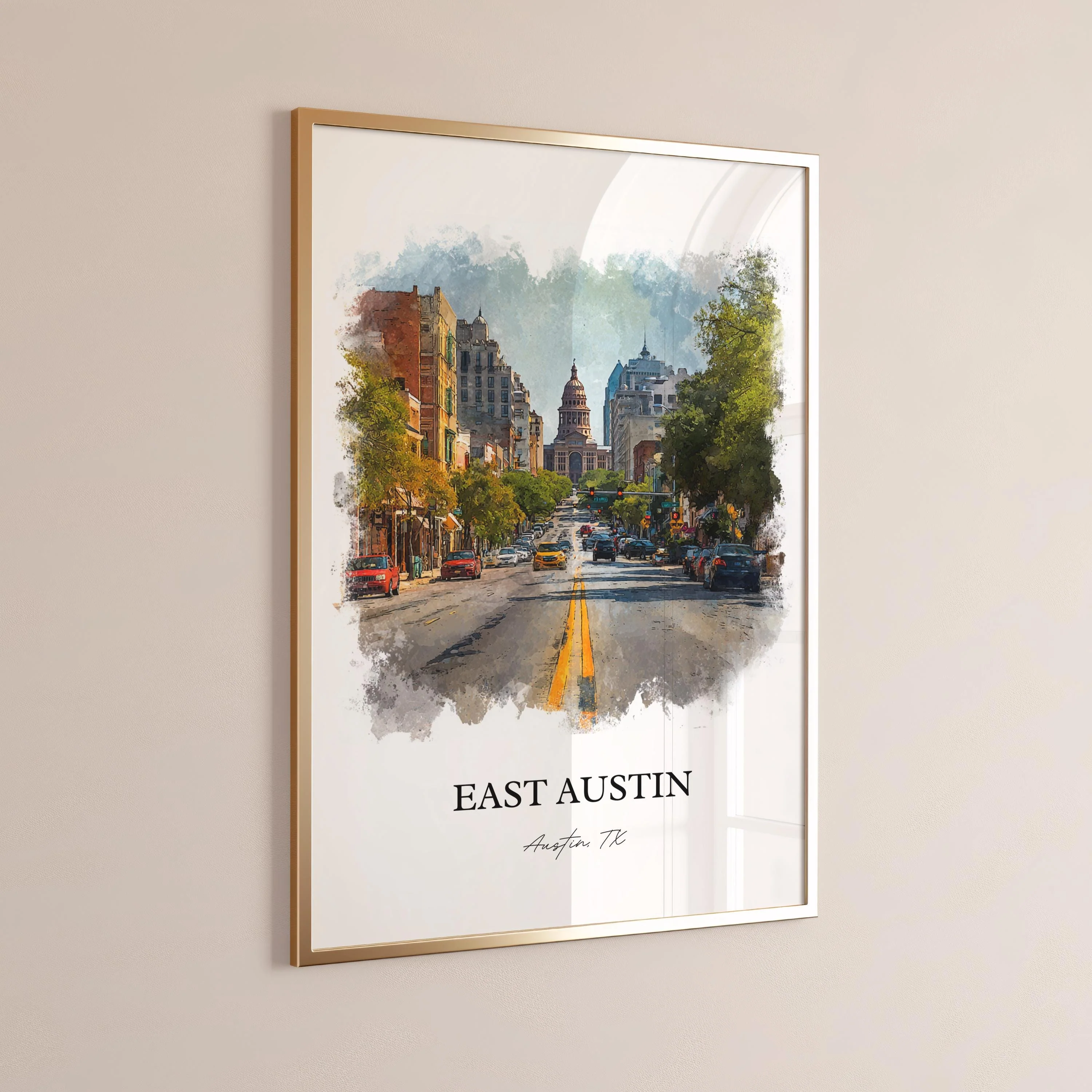 East Austin, Texas – Watercolor Art Print - Image 7
