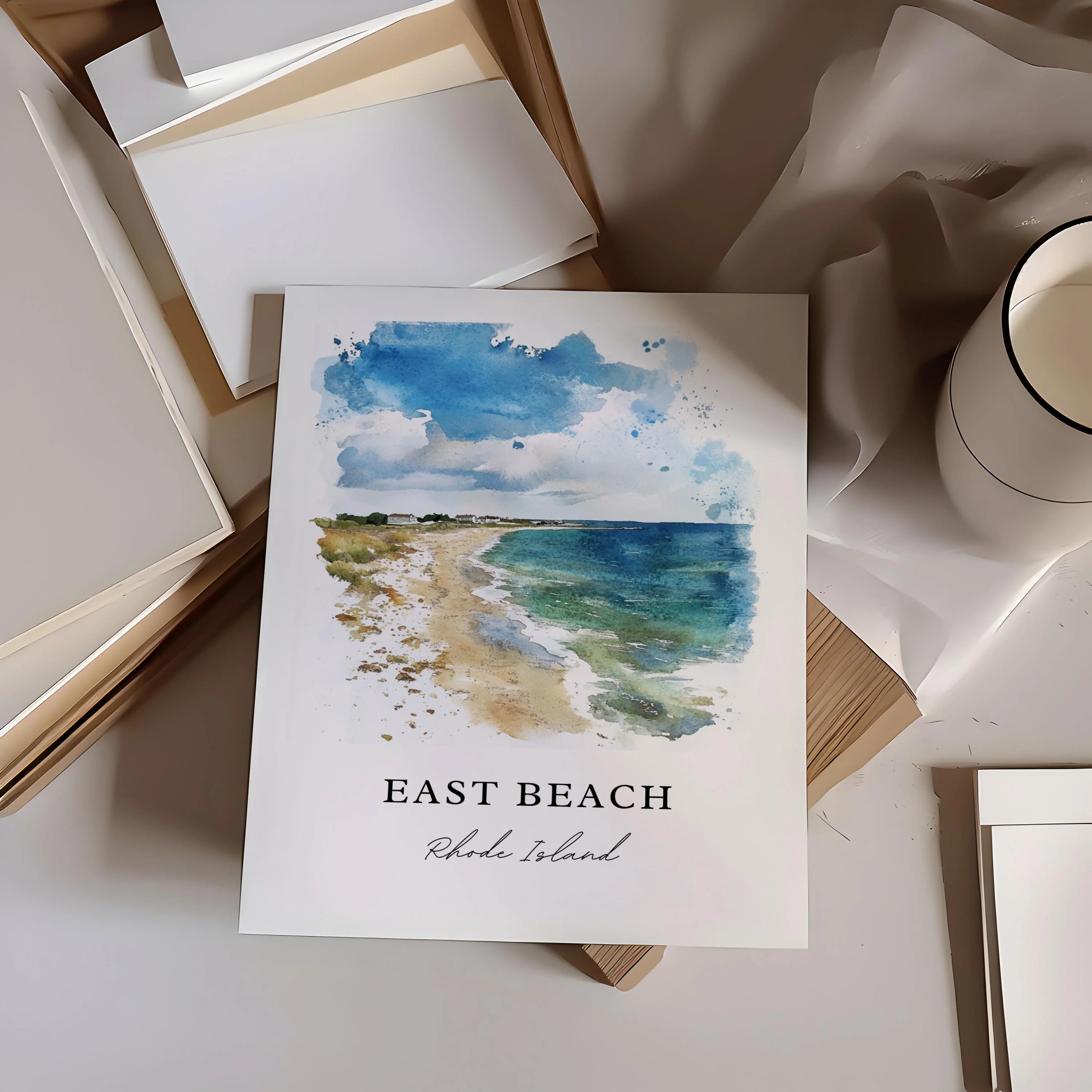 East Beach, RI, USA – Watercolor Art Print - Image 2